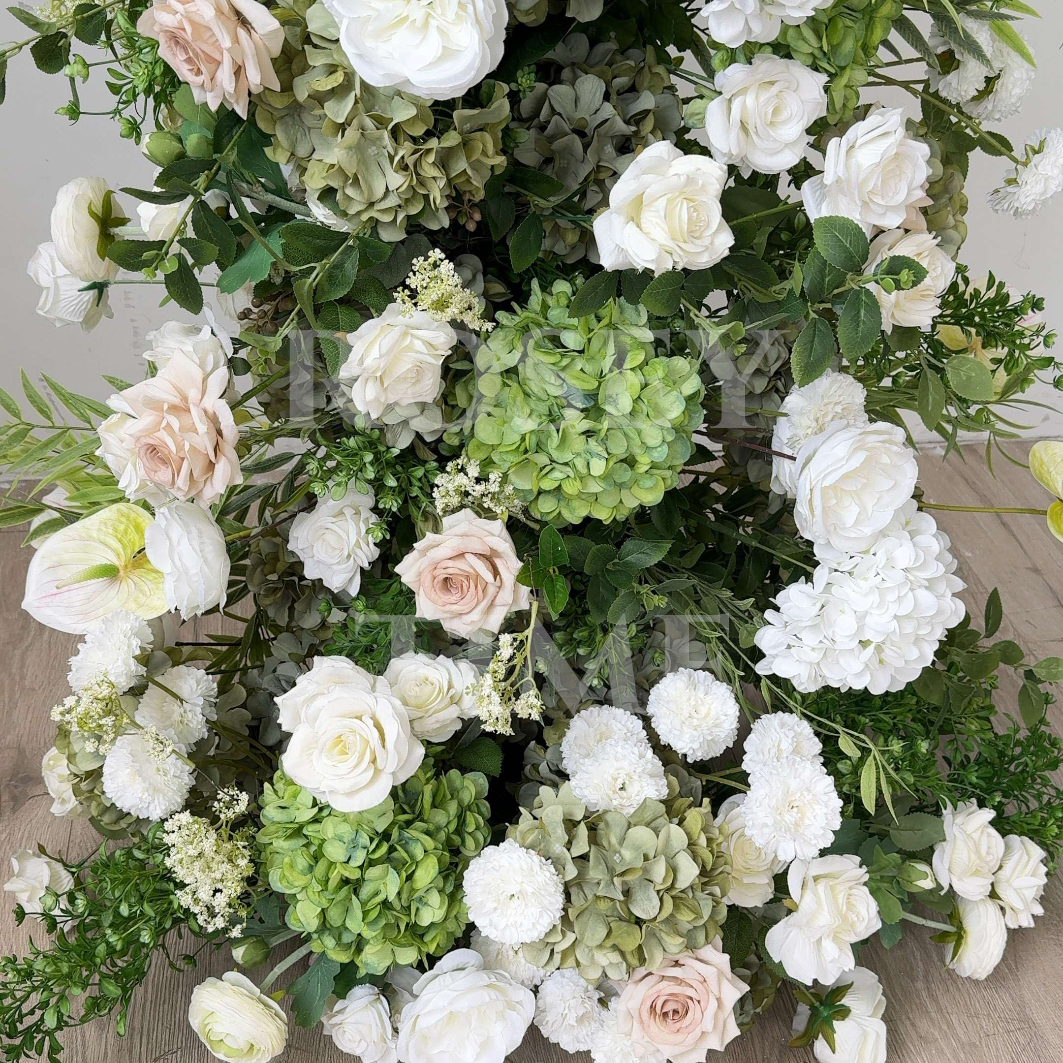Roseytime White&Green Flower Pillars Arch with Frame #RTP085