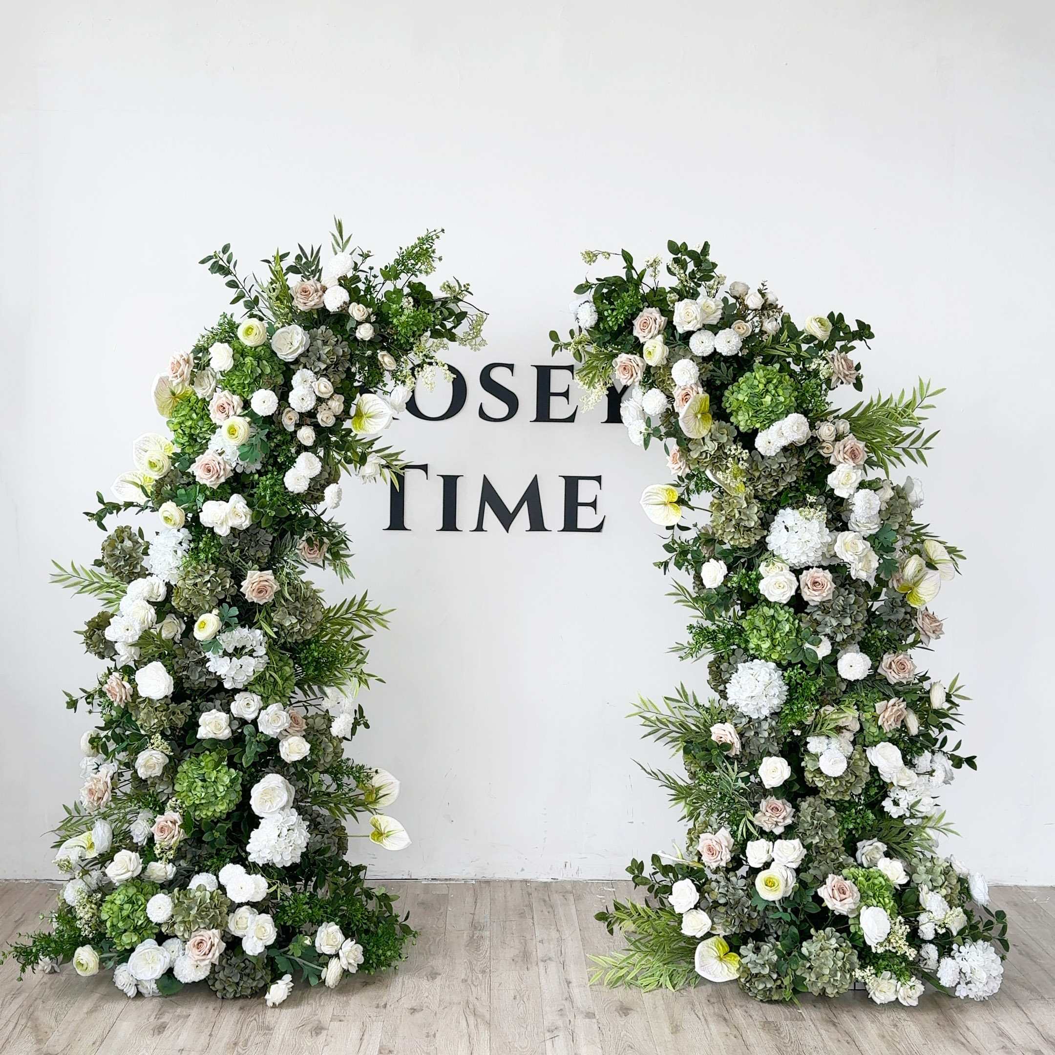 Roseytime White&Green Flower Pillars Arch with Frame #RTP085