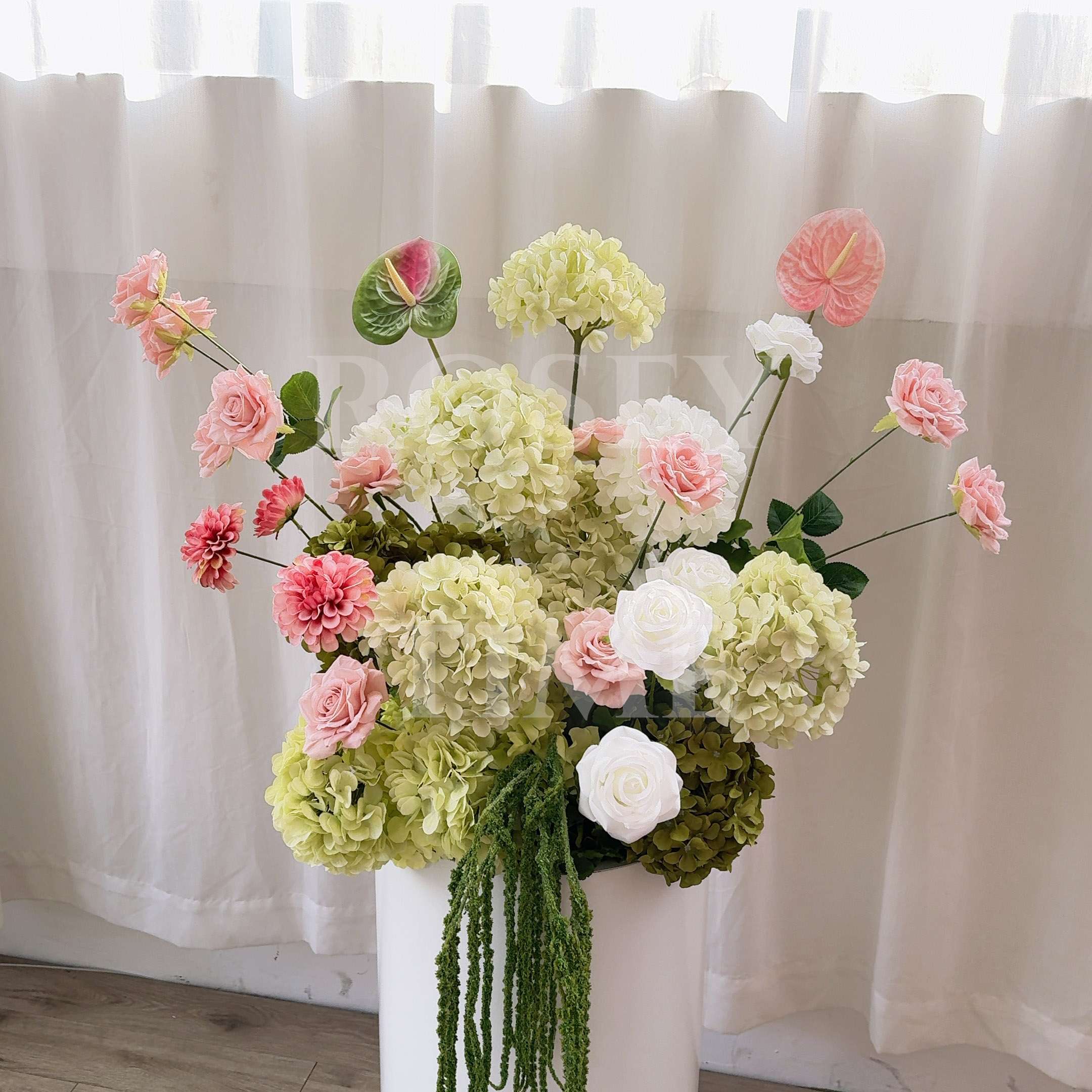 Roseytime 2026 Verdant Blush Flower Pillars Arch with Frame #RTP122