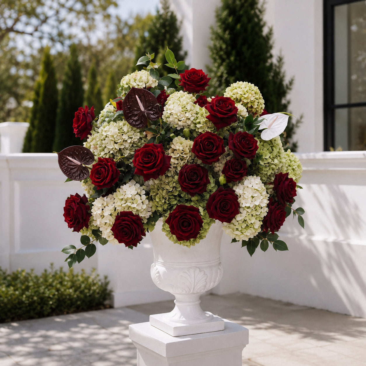 Roseytime Bugundy&Green Flower Ball Centerpieces #RTB140