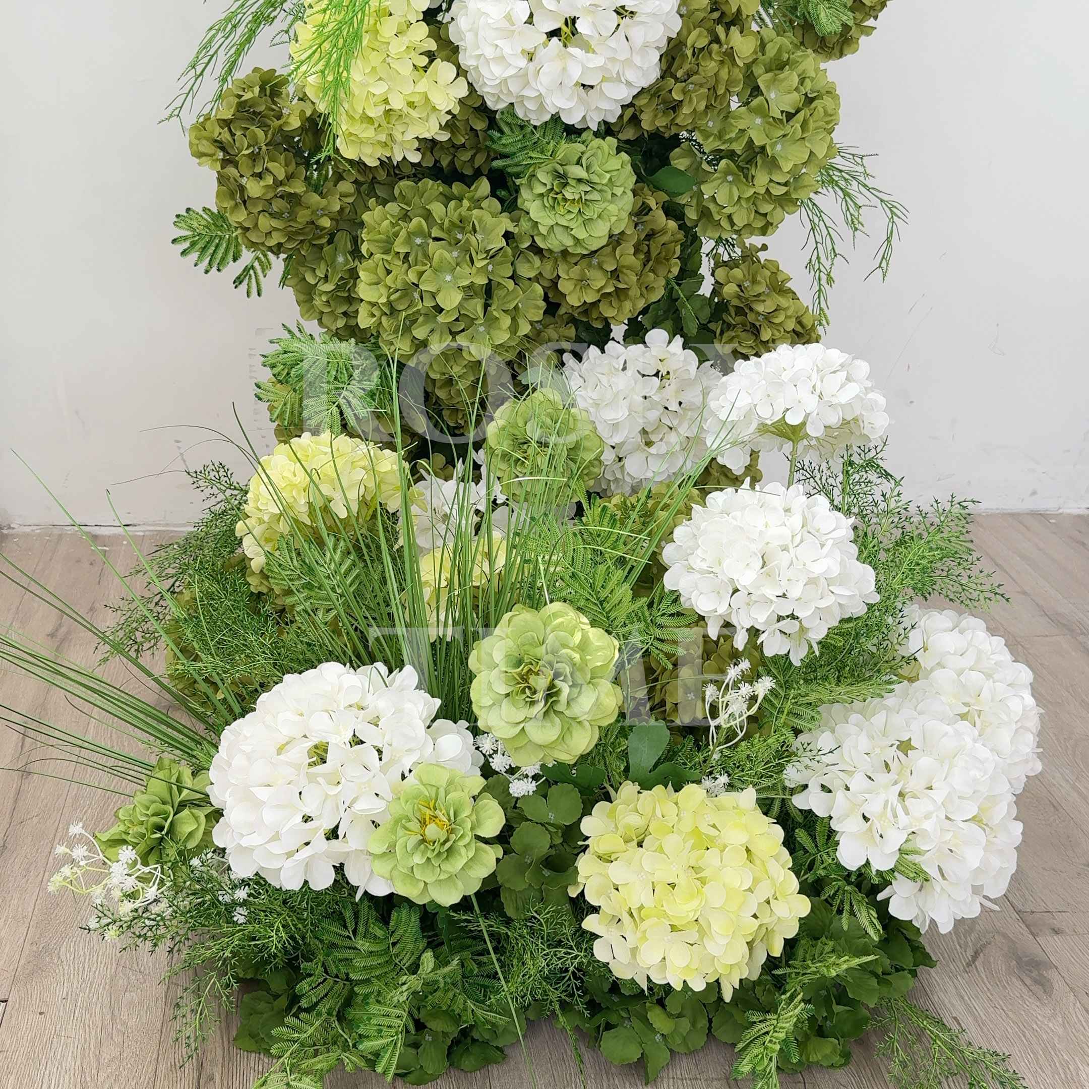 Roseytime Green Harmony Floor Flower Wedding Aisle Arrangement #RTF023