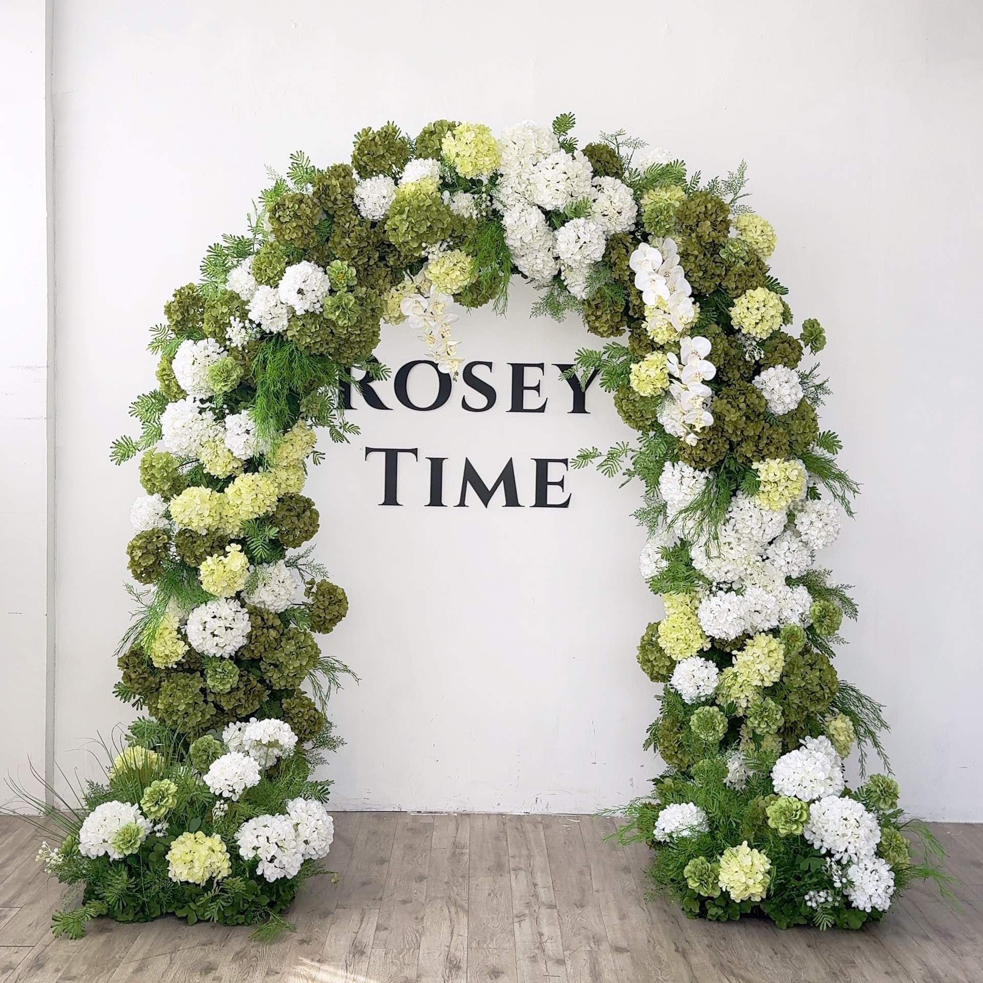 RoseyTime 2026 Green Harmony Hydrangea Flower Arch n-shape Round Arch #RTA378