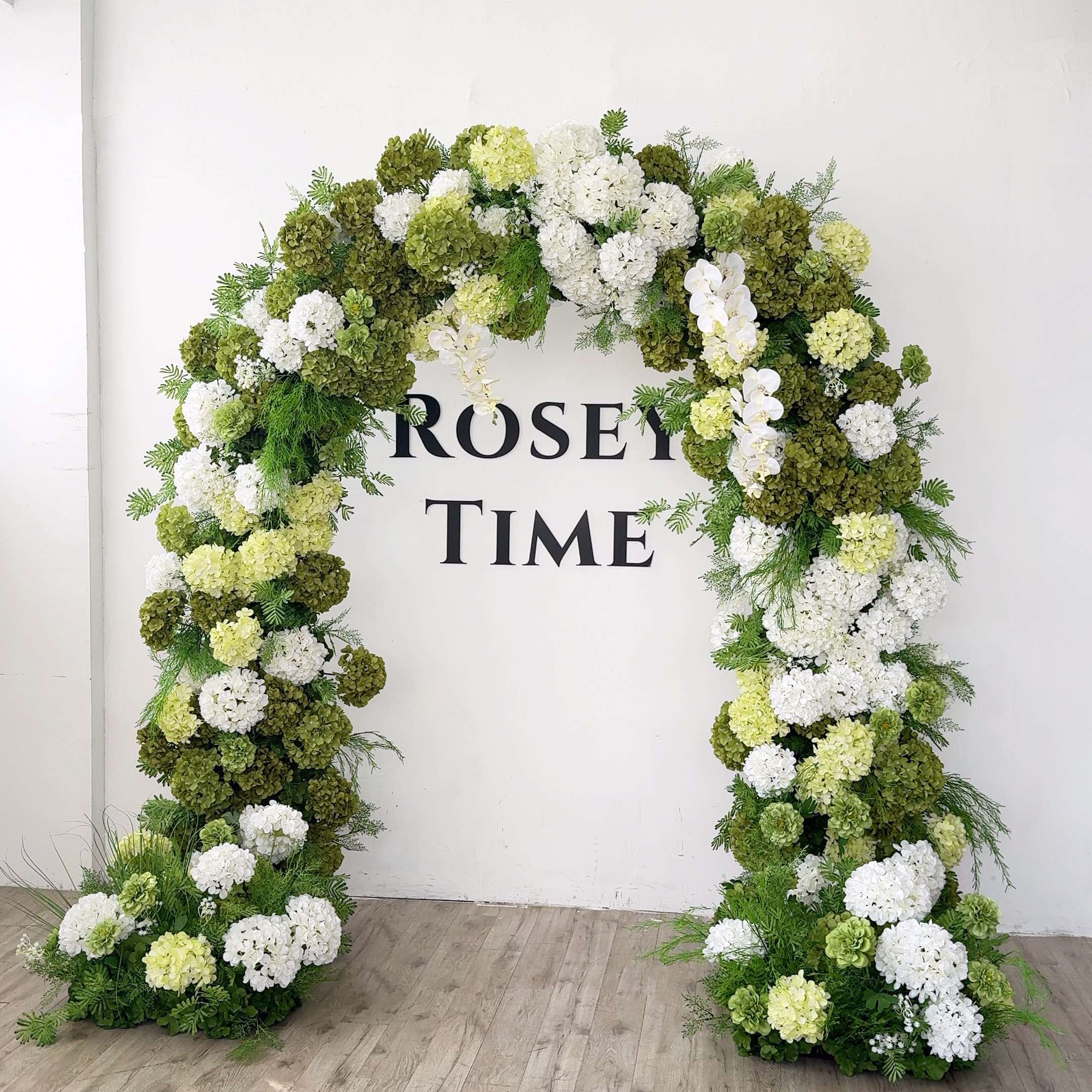 RoseyTime 2026 Green Harmony Hydrangea Flower Arch n-shape Round Arch #RTA378