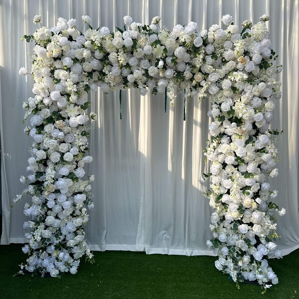 Roseytime Wedding Square Flower Arch 8x8ft White&Green Backdrop #RTA025