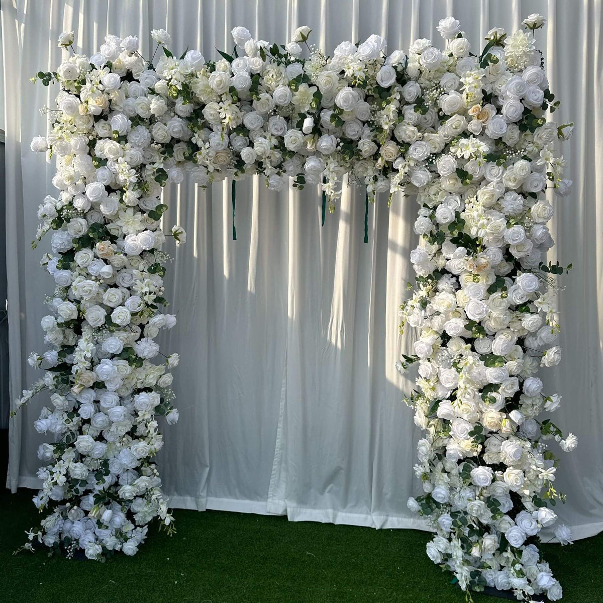 Roseytime Wedding Square Flower Arch 8x8ft White&Green Backdrop #RTA025