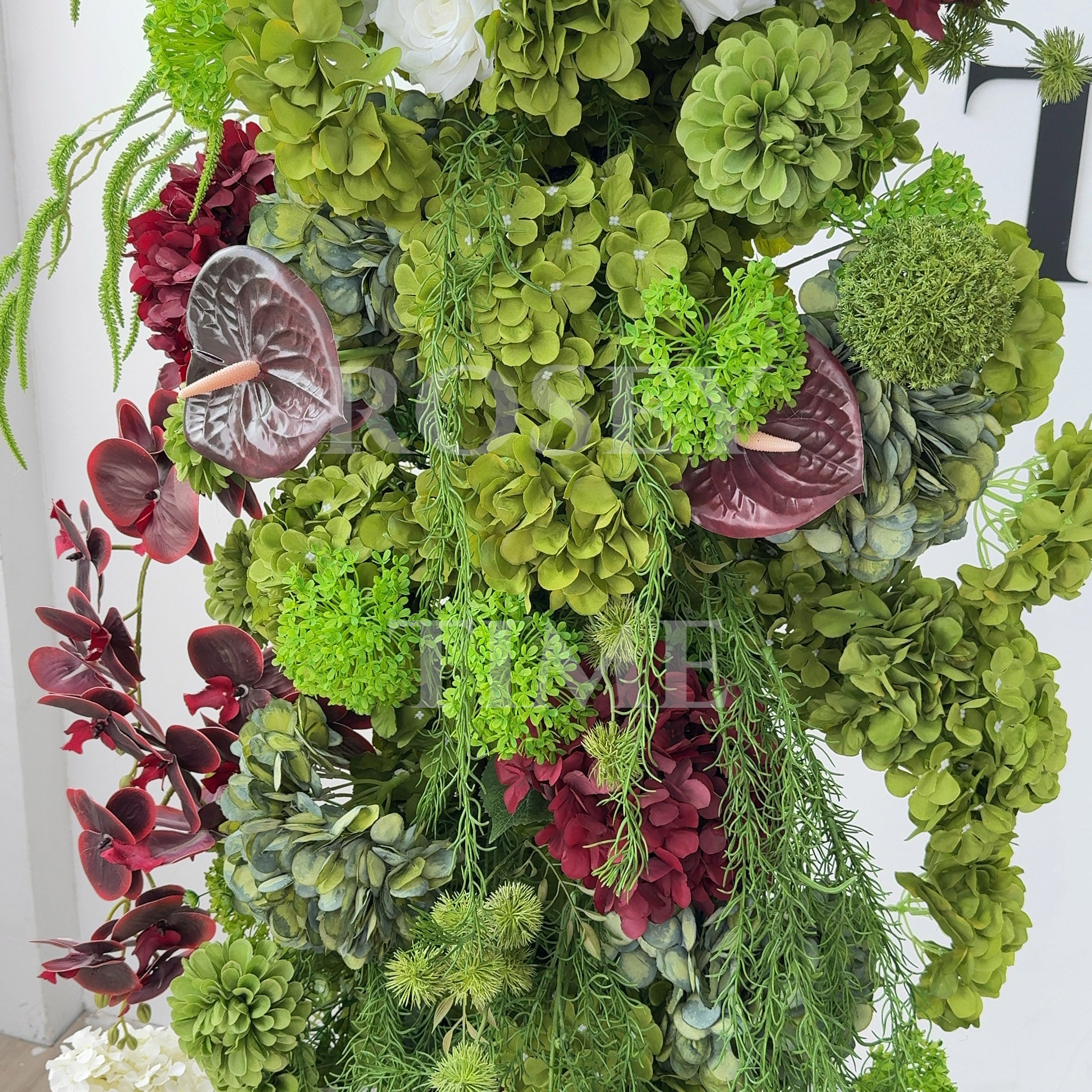 Roseytime 2026 Dark Green Flower Pillars Arch with Frame #RTP123