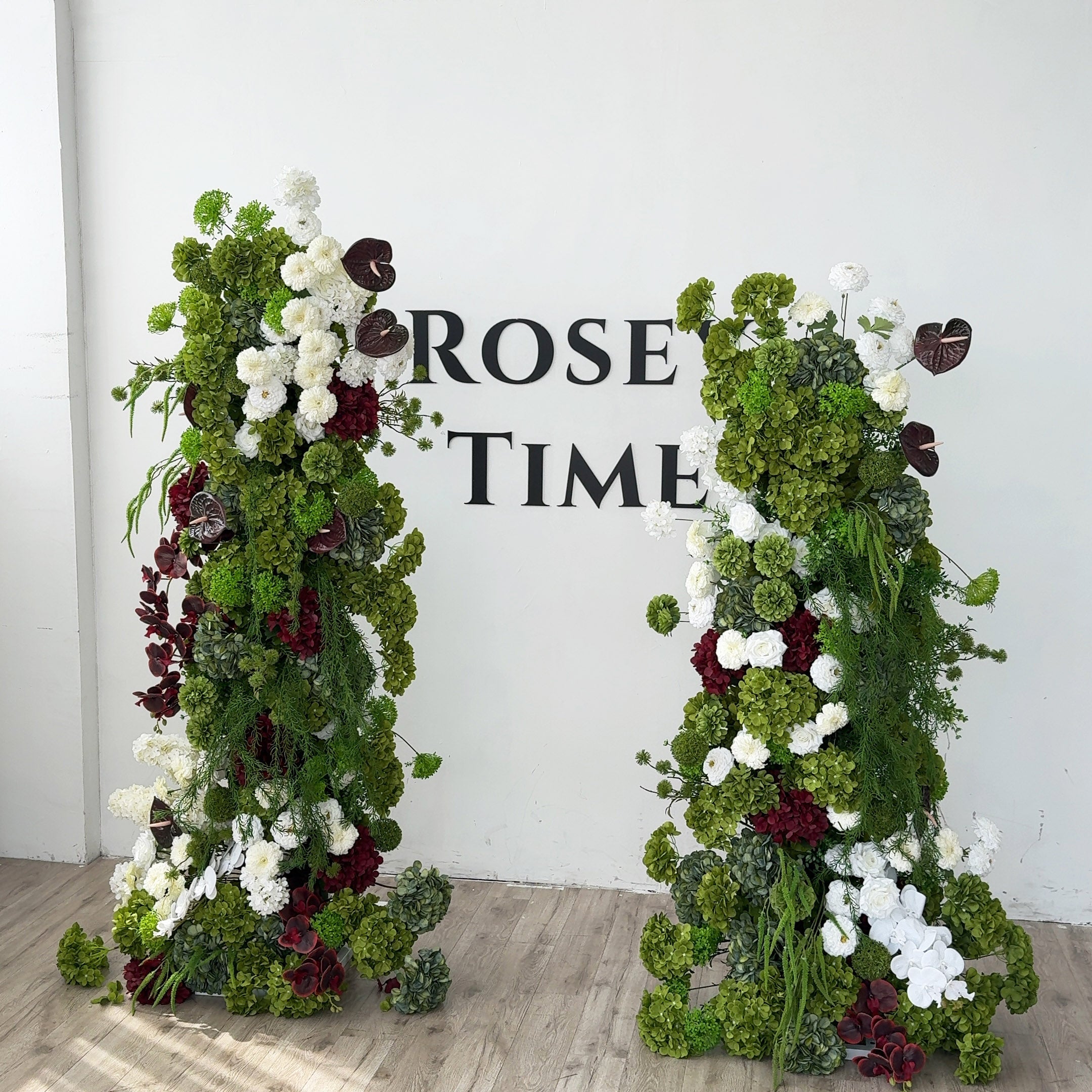 Roseytime 2026 Dark Green Flower Pillars Arch with Frame #RTP123