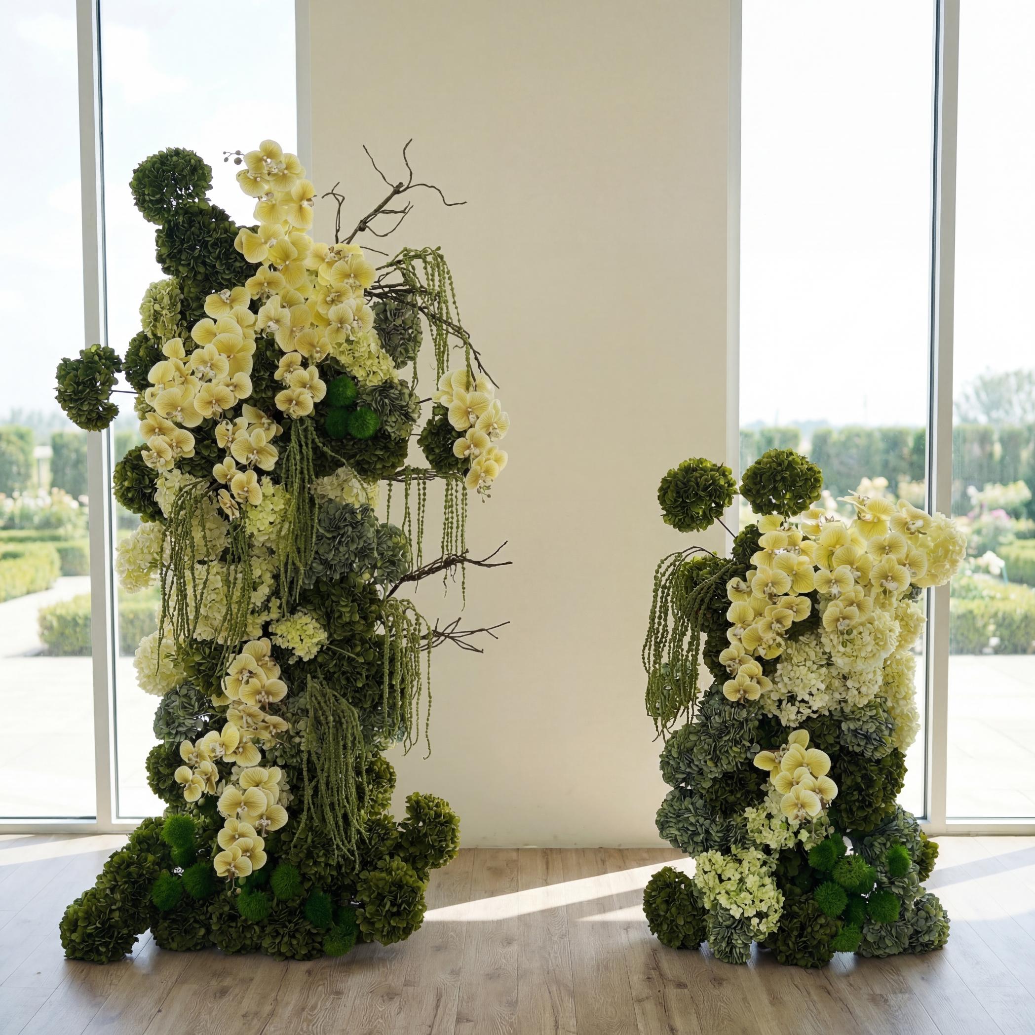 Roseytime 2026 Dark Green Flower Pillars Arch with Frame #RTP125