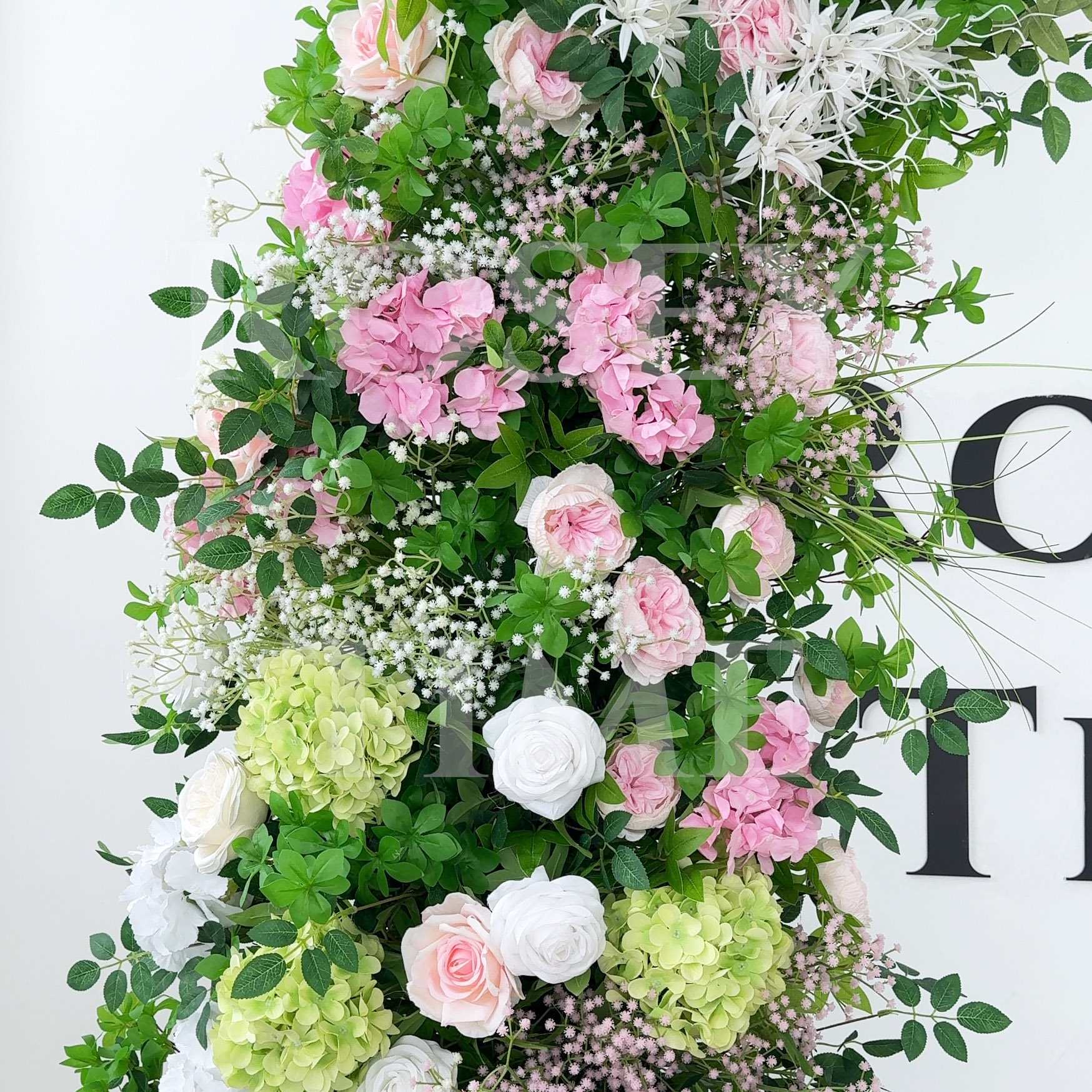 RoseyTime Flower Pillars Arches Green pink Flower With Frame #RTP033