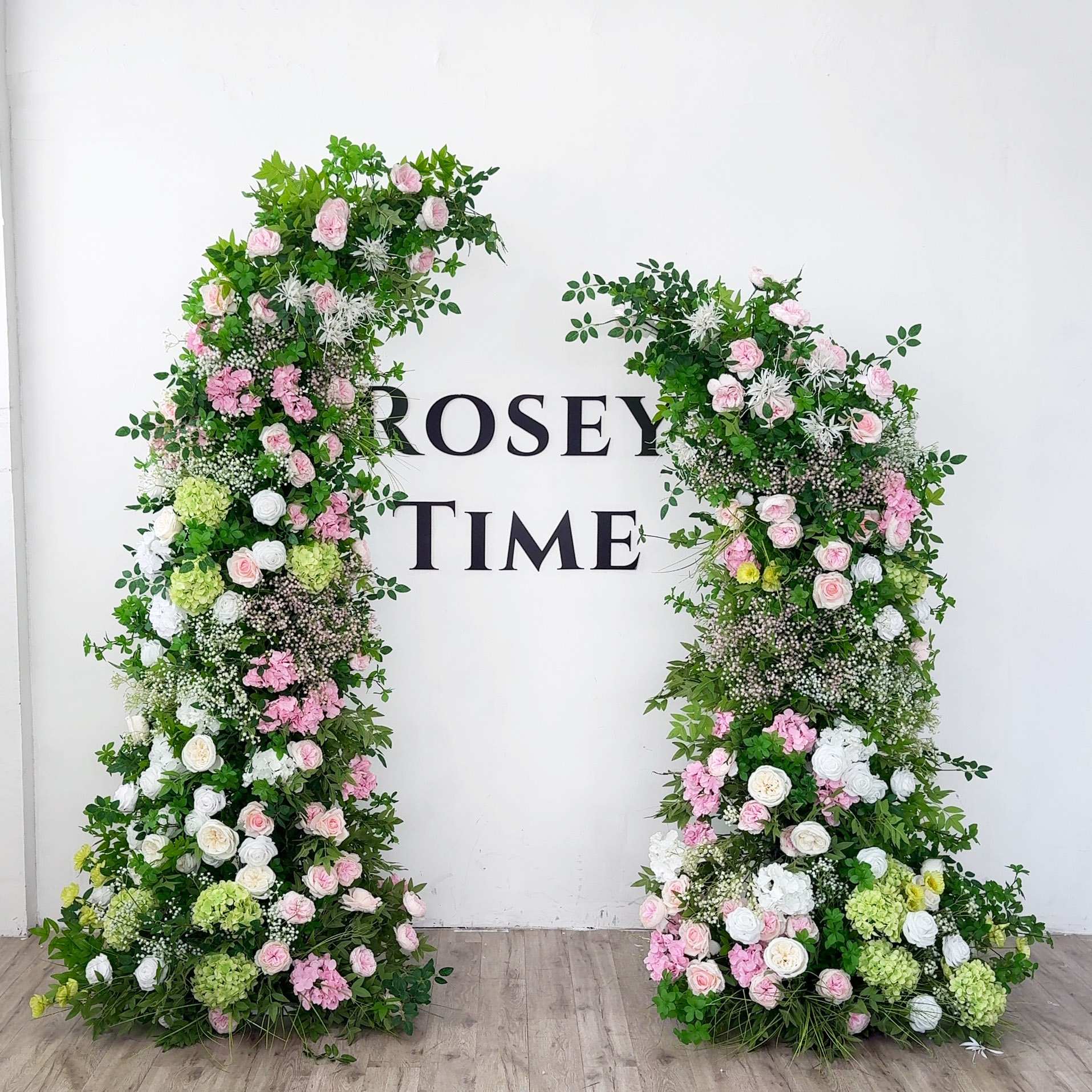 RoseyTime Flower Pillars Arches Green pink Flower With Frame #RTP033