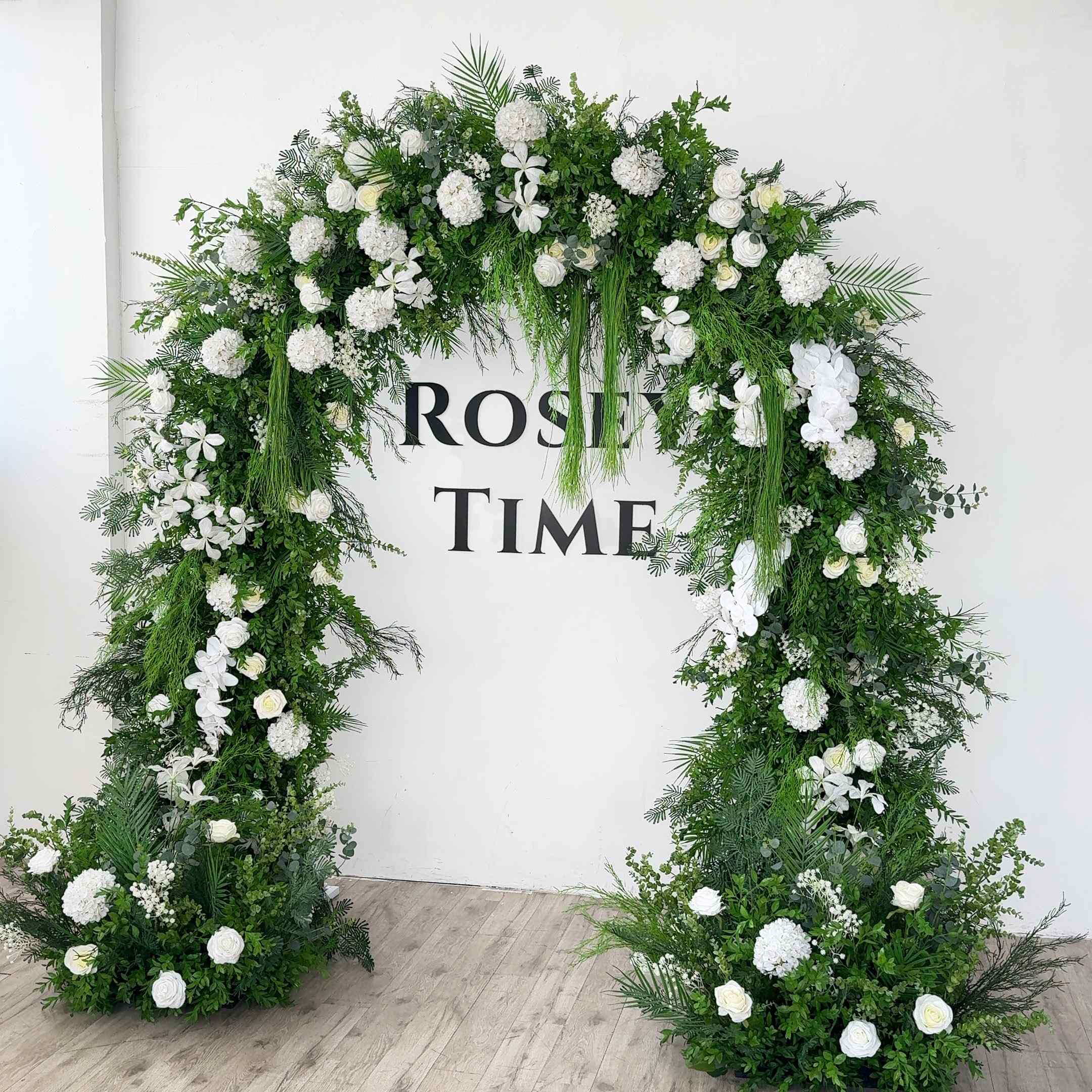 RoseyTime 2026 Evergreen Grace Flower Arch n-shape Round Arch #RTA377