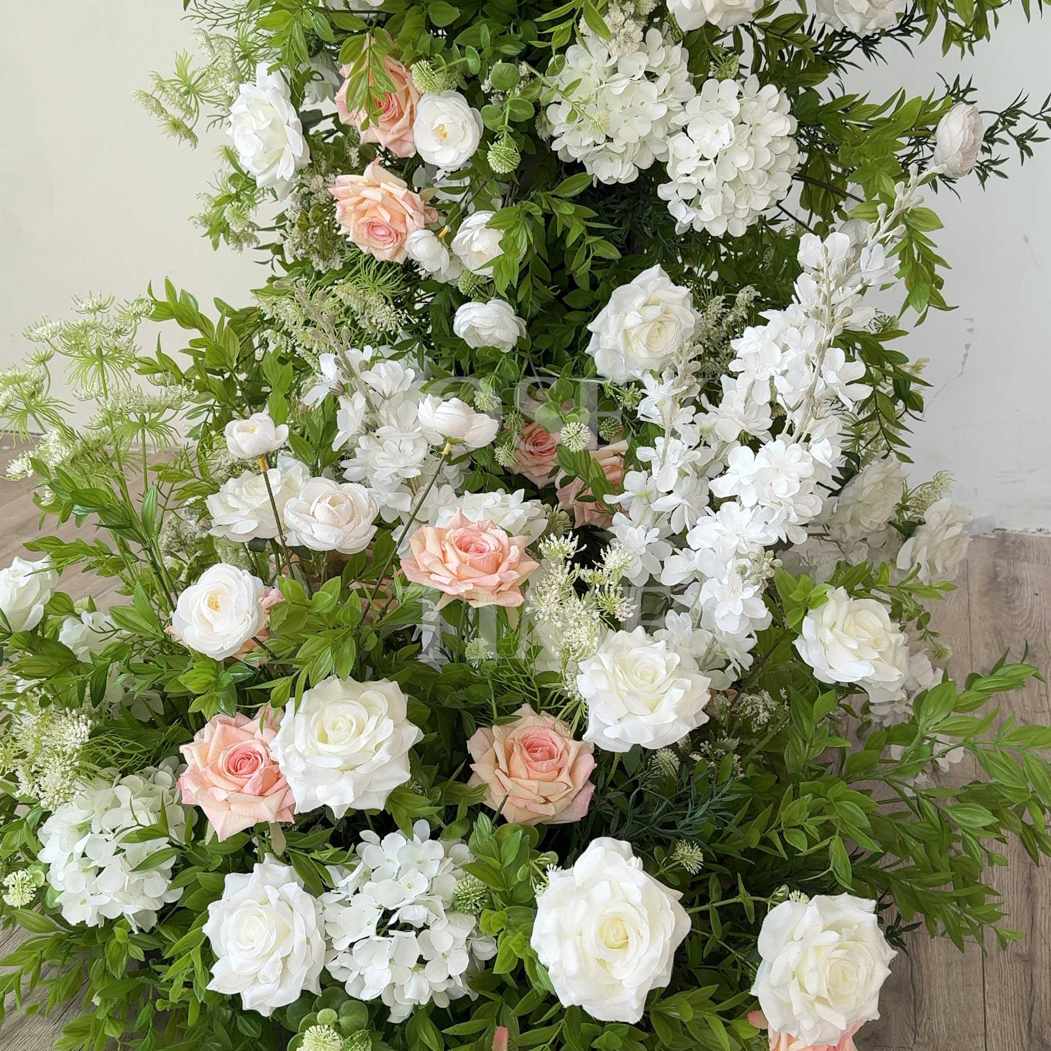 RoseyTime Blushing Pink Flower Arch n-shape Round Arch #RTA379