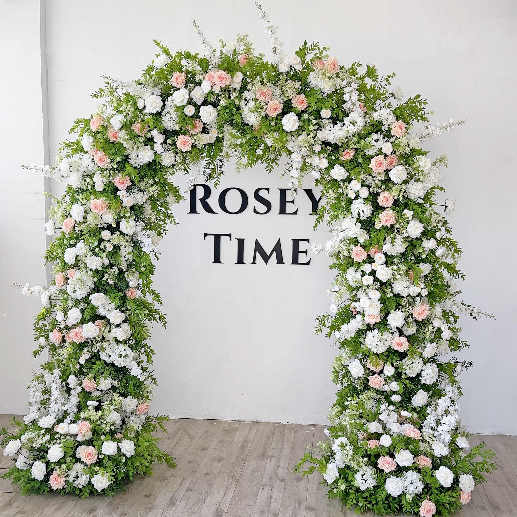 RoseyTime Blushing Pink Flower Arch n-shape Round Arch #RTA379