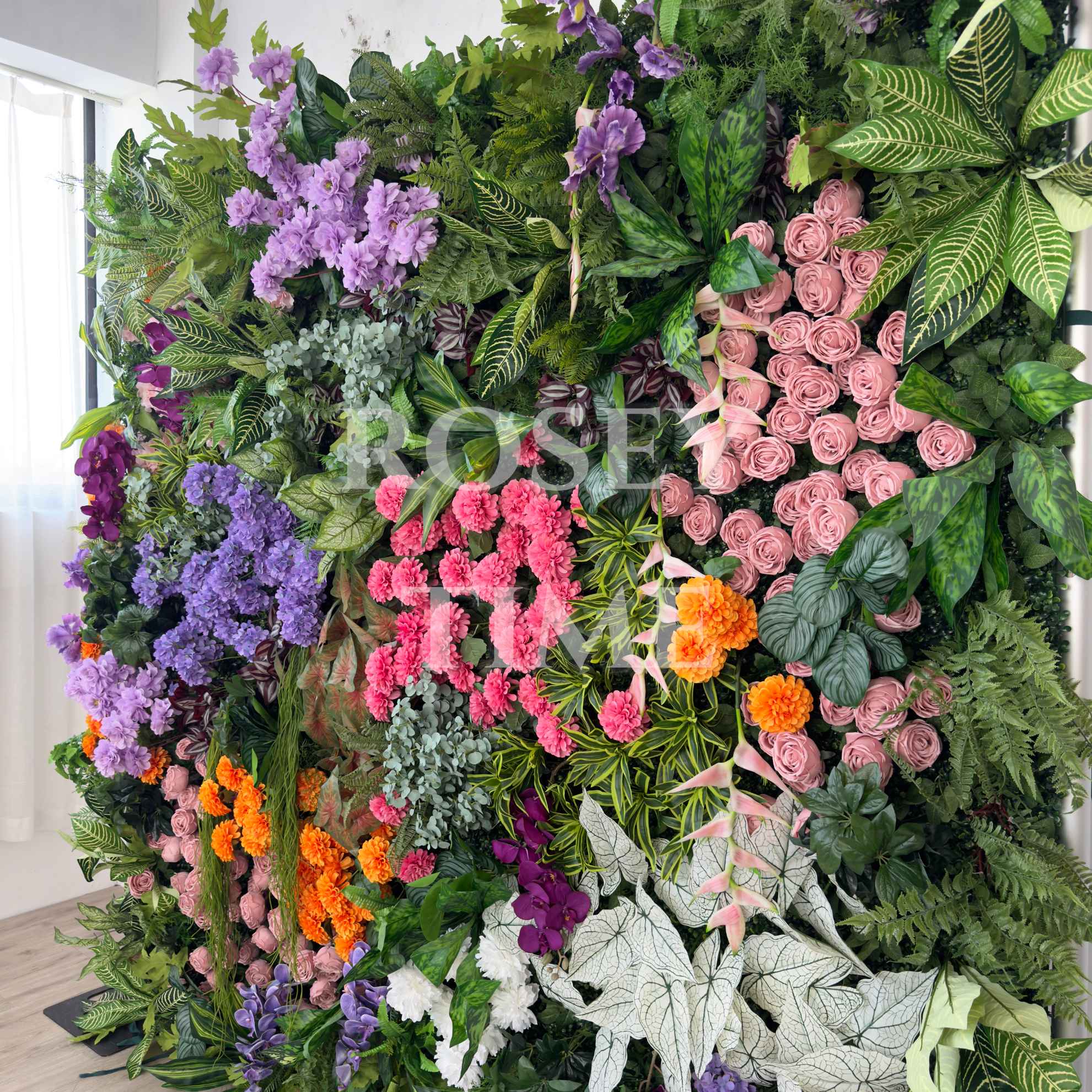 Roseytime 5D Greenery Flower Wall Roll Up Fabric Back #RTW163