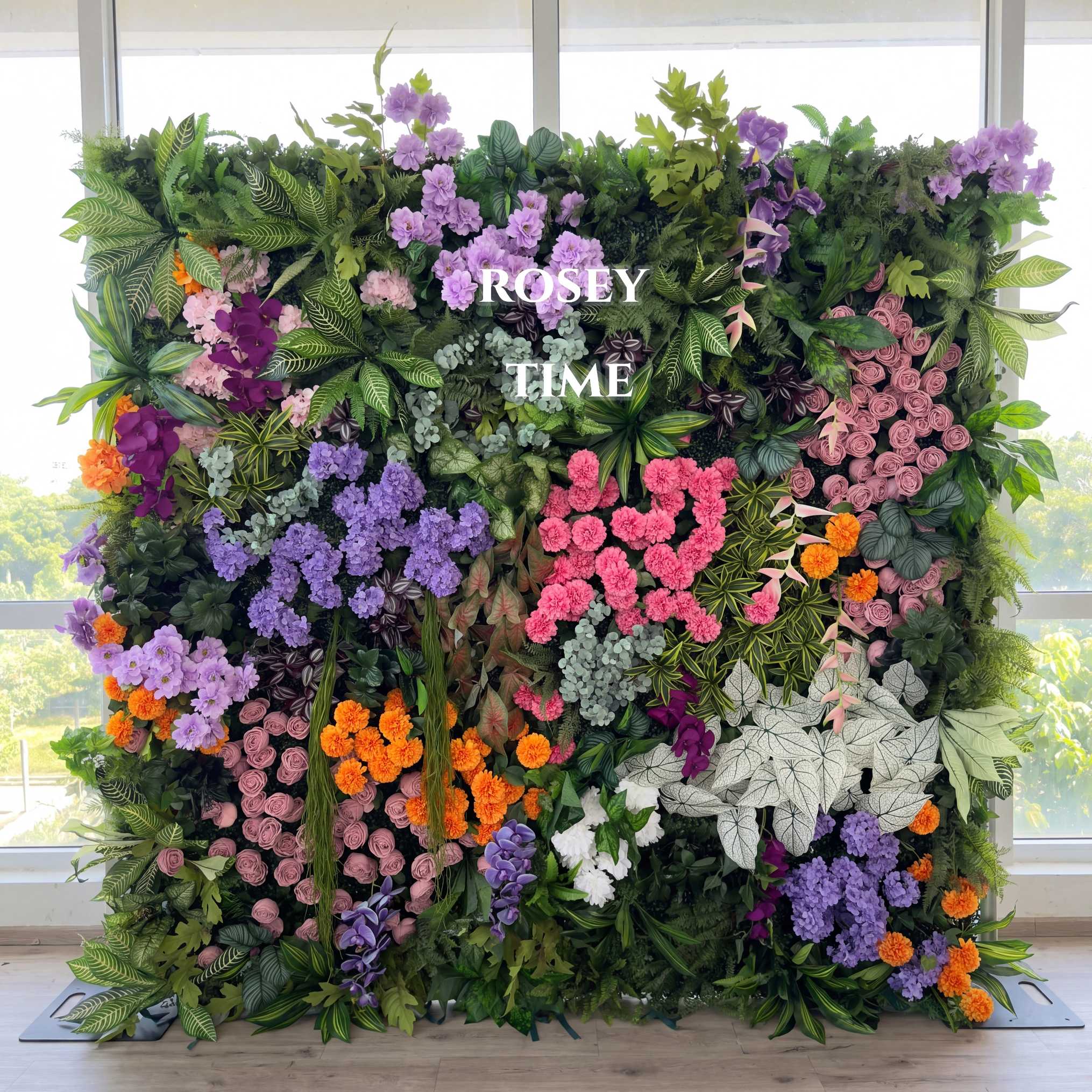 Roseytime 5D Greenery Flower Wall Roll Up Fabric Back #RTW163