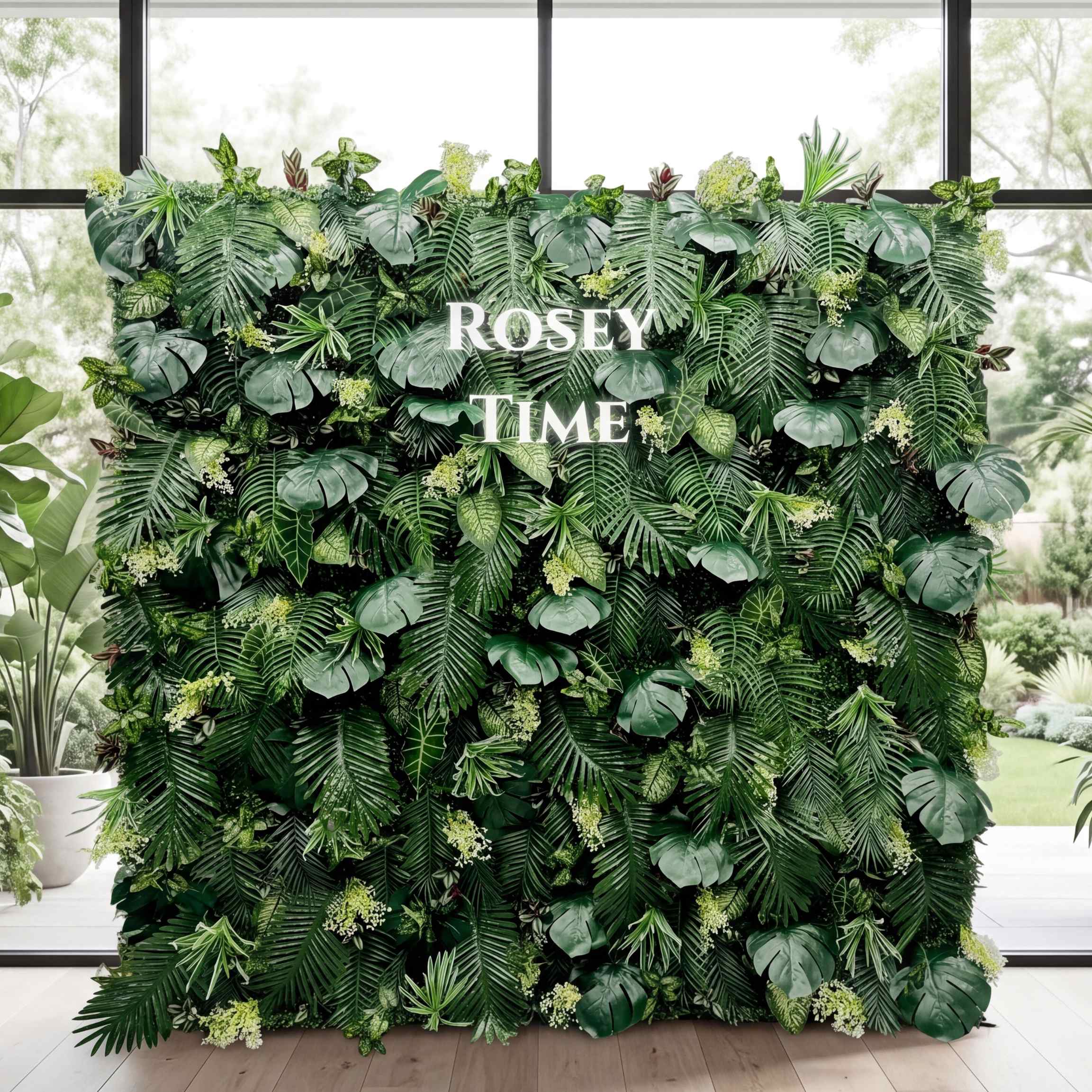 Roseytime Greenery Wall Roll Up Fabric Back #RTW141