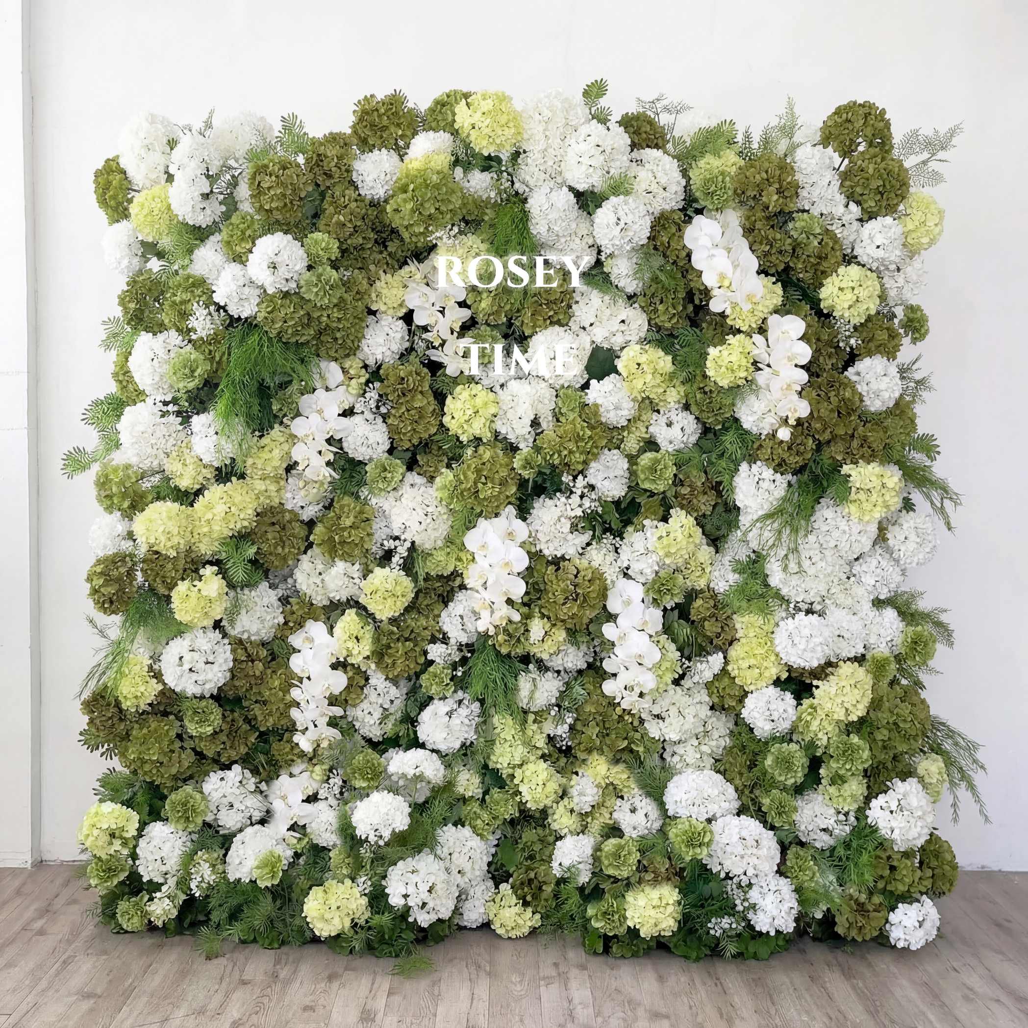 Roseytime 5D Green Harmony Hydrangea Flower Wall Roll Up Fabric Back #RTW383