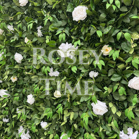 Roseytime Green&White Flower Wall Roll Up Fabric Back