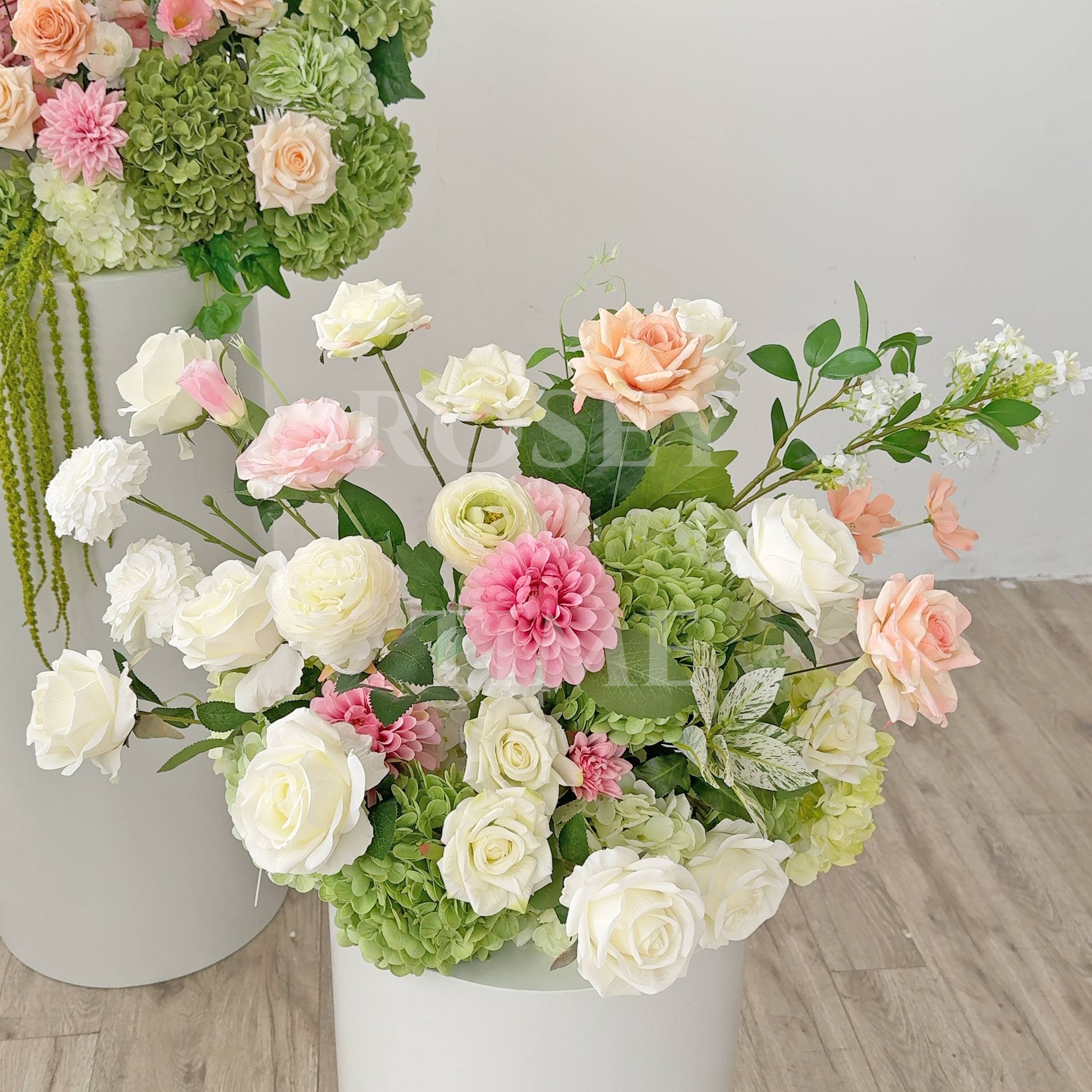 Roseytime 2026 Pastel Peach & Green Flower Set #RTS001