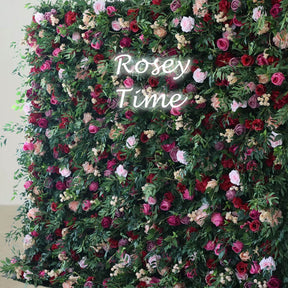 Roseytime 5D Red Roses Greenery Roll Up Fabric Back #RTW144