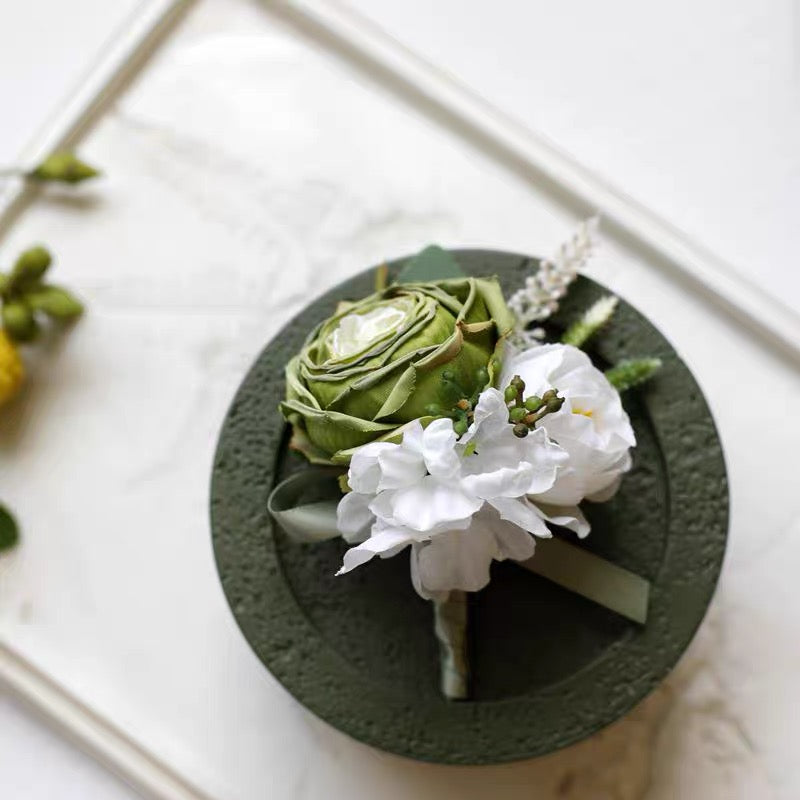 Roseytime Green Boutonniere for Wedding RTBN030