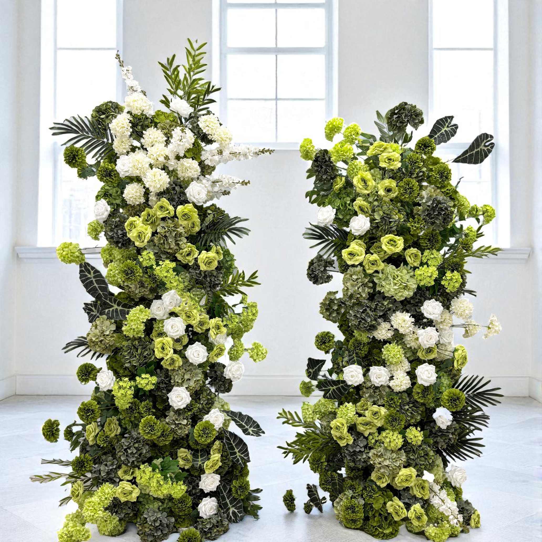 Roseytime 2026 Green Flower Pillars Arch with Frame #RTP097