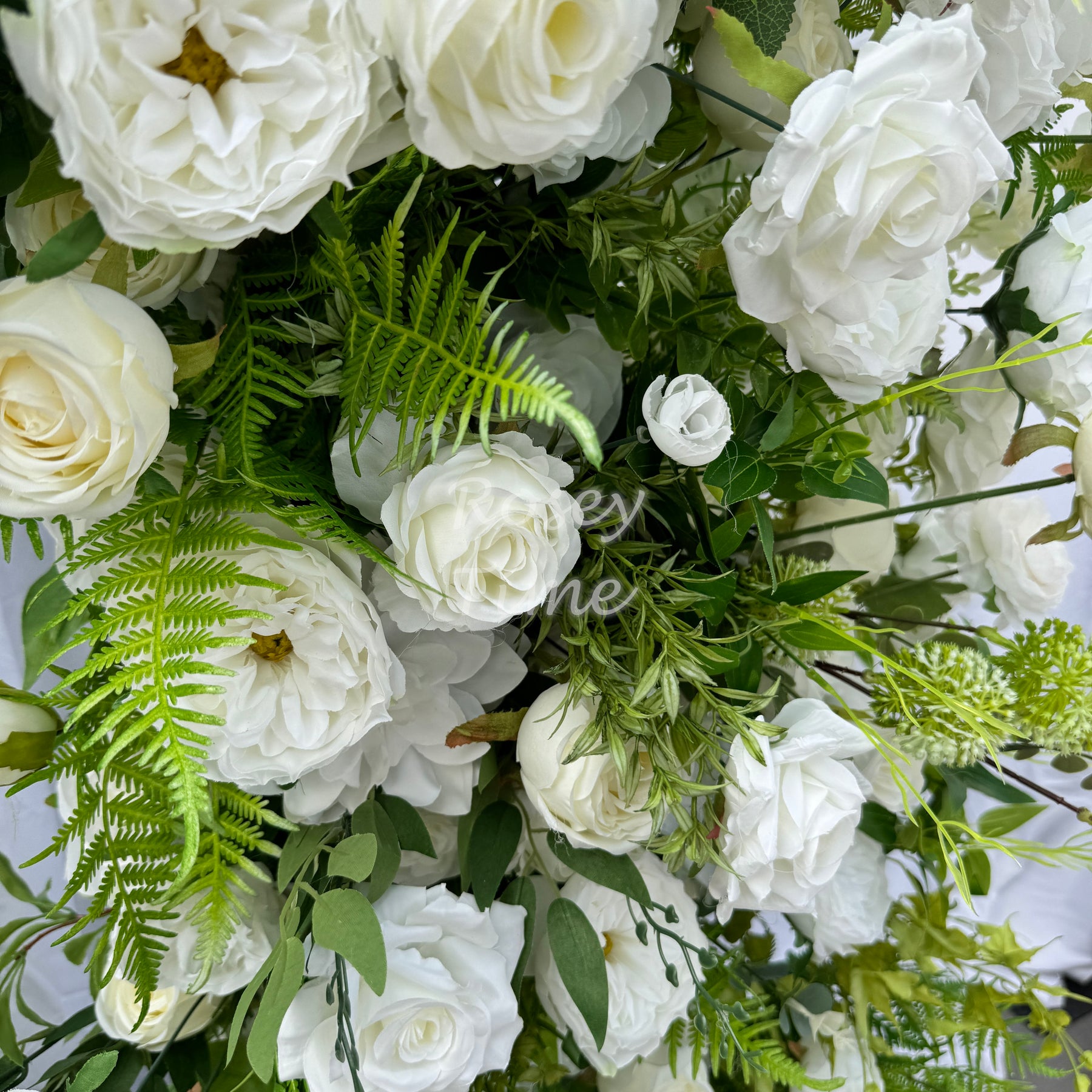 Roseytime Floral Pillars Arch Green White Flowers with Frame #RTP019