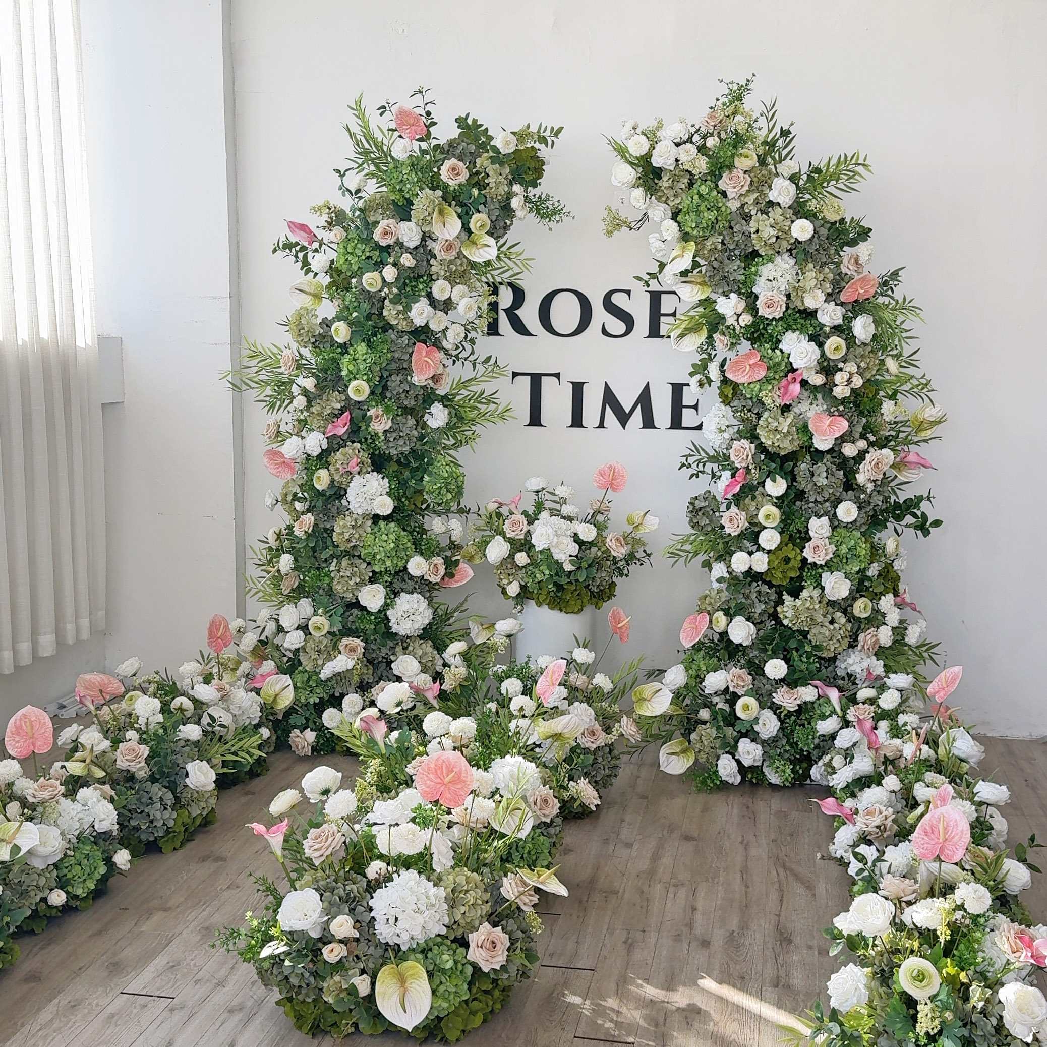Roseytime 2026 Moss Petal Flower Pillars Arch with Frame #RTP120