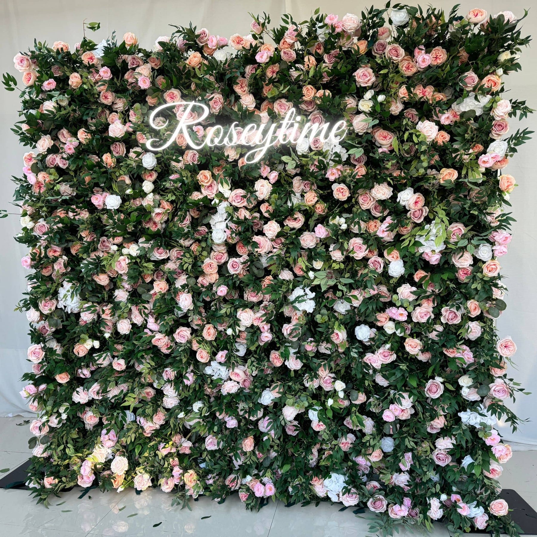 Roseytime 5D Green&Pink Flower Wall Roll Up Fabric Back #RTW252