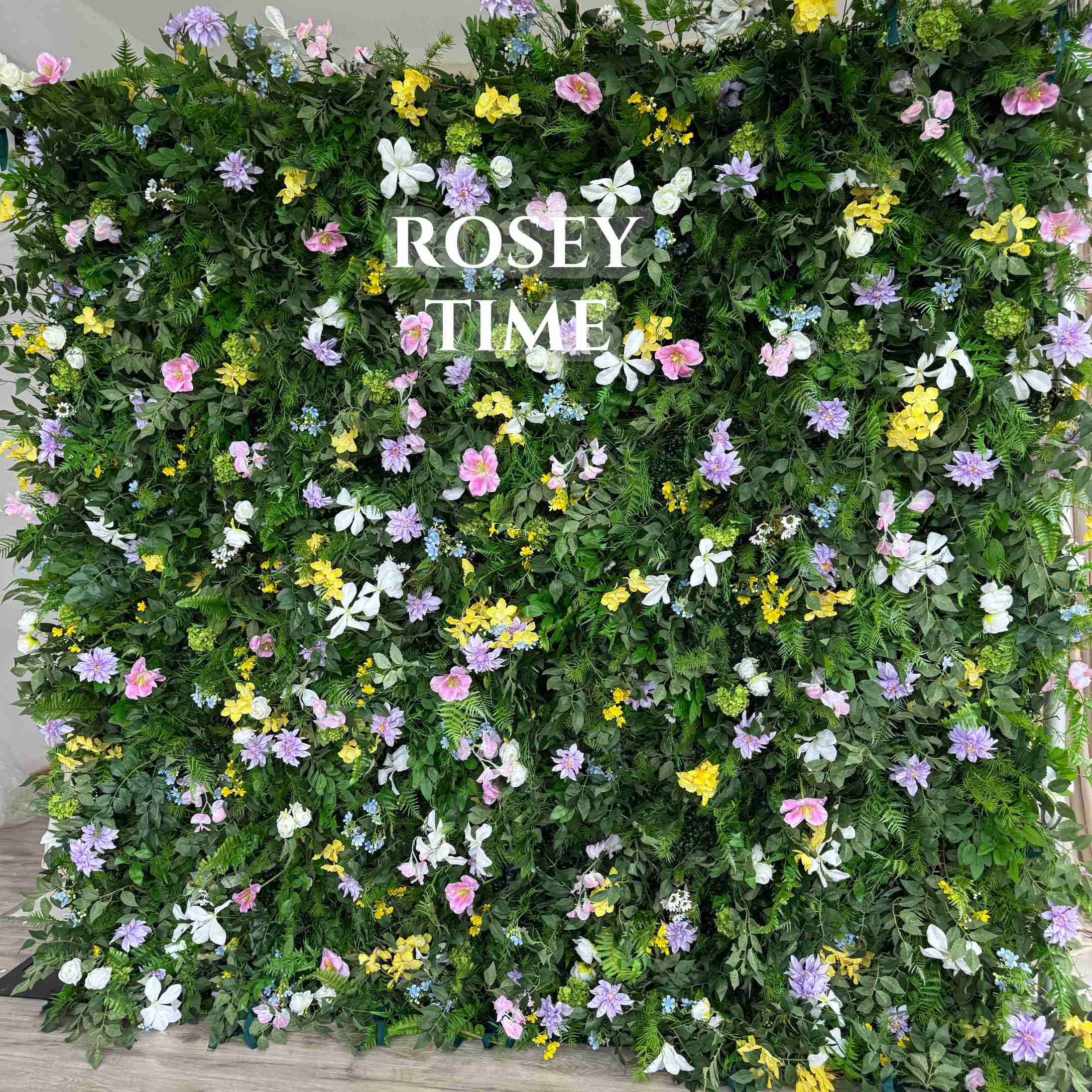 Roseytime greenery Flower Wall Roll Up Fabric Back #RTW322