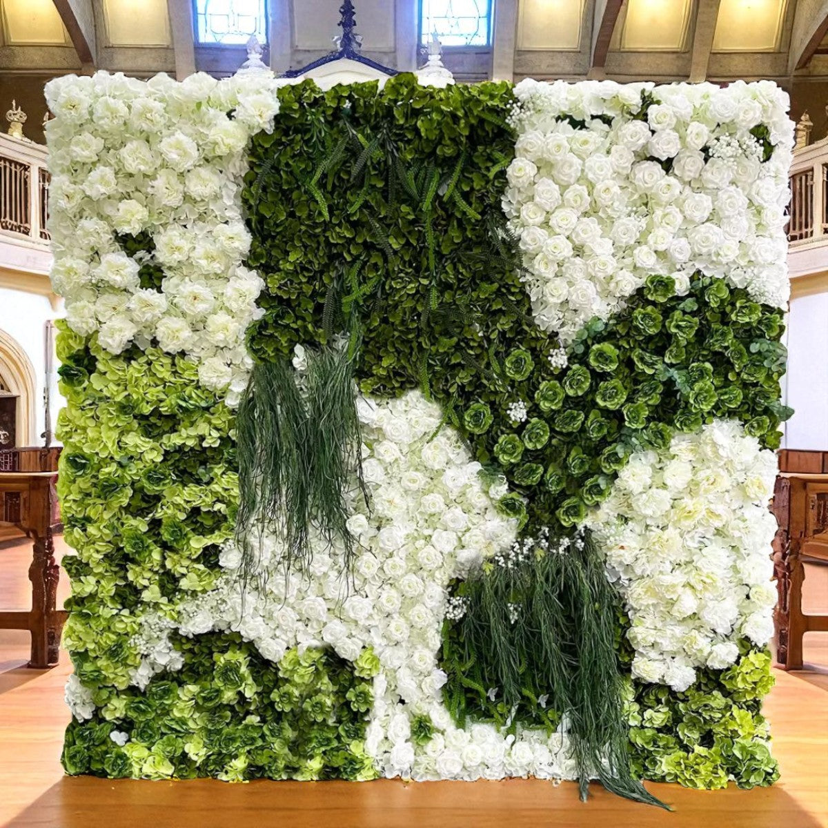 Roseytime 5D White&Green Flower Wall Roll Up Fabric Back #RTW361