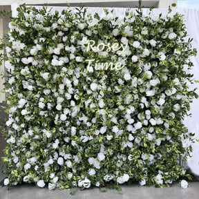 Roseytime 5D White&Green Flower Wall Roll Up Fabric Back #RTW043