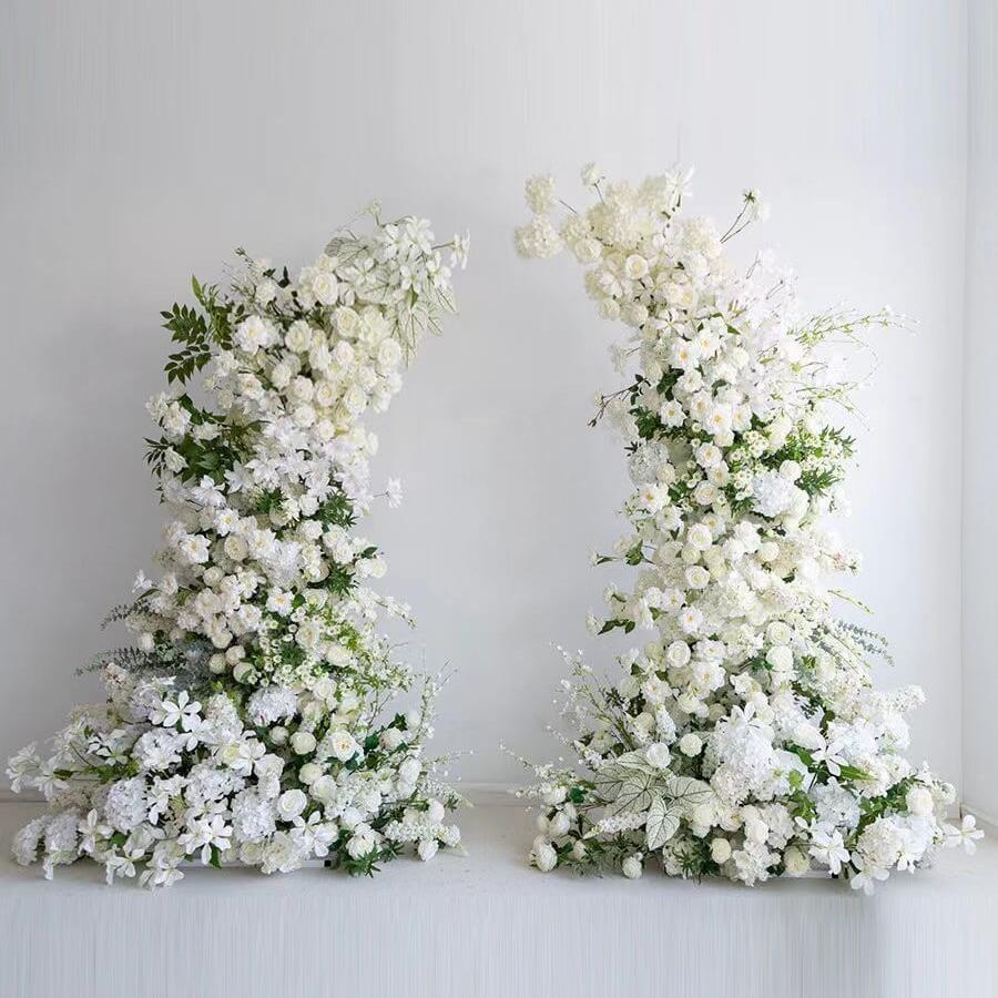 Roseytime Green&White Wedding Flower Pillars Arch with Frame