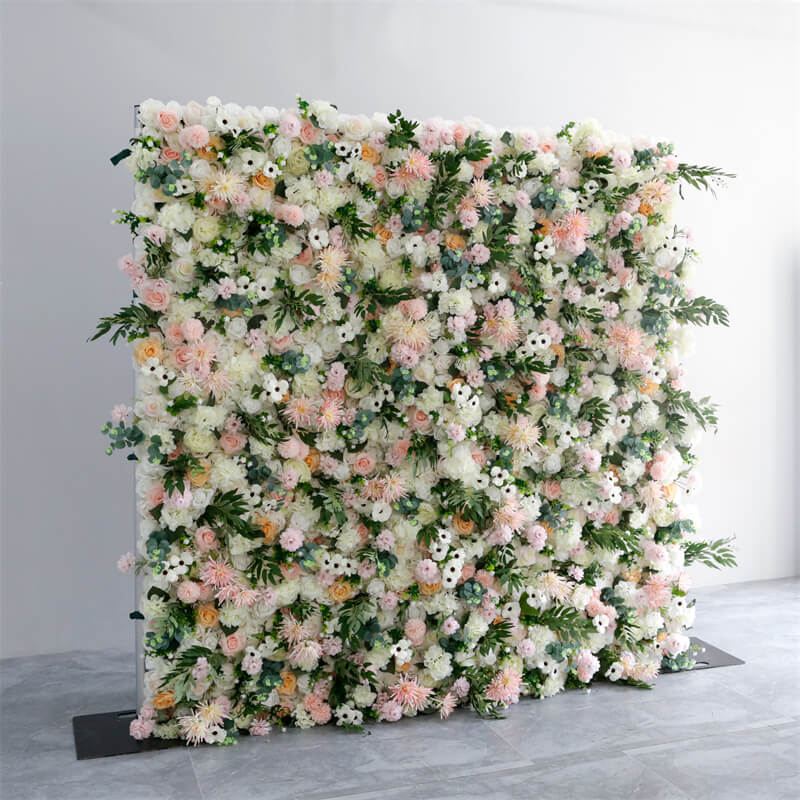 Roseytime 5D Green&White Flower Wall Roll Up Fabric Back #RTW167