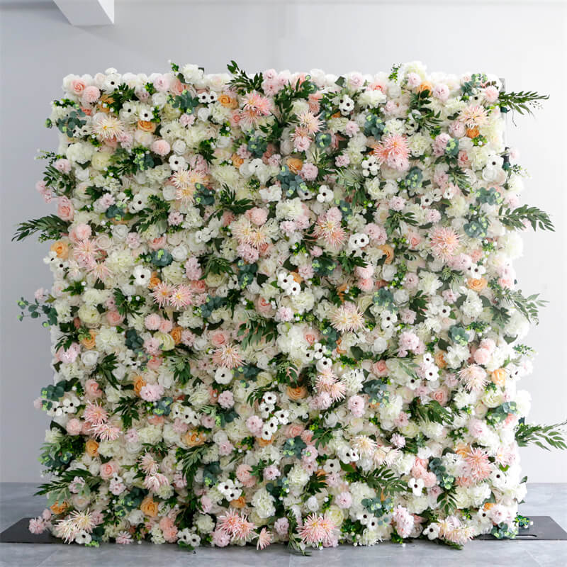 Roseytime 5D Green&White Flower Wall Roll Up Fabric Back #RTW167