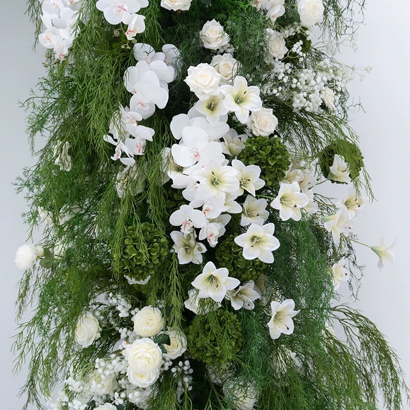 RoseyTime Luxury White&Green Flower Arch n-shape Round Arch #RTA122