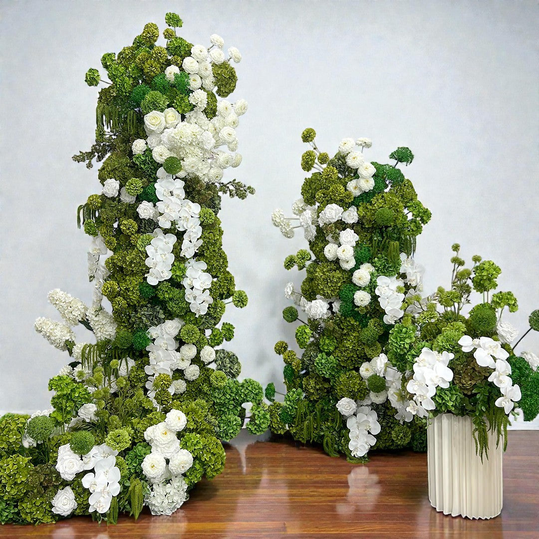 B1G1-Sale: 2026 White&Green Flower Pillars Arch with Frame #RTP124