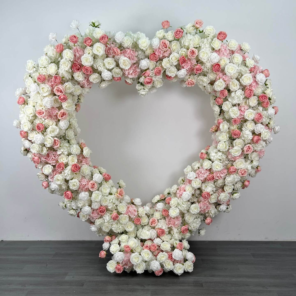 RoseyTime White&Pink Heart Flower Arches Set With Frame