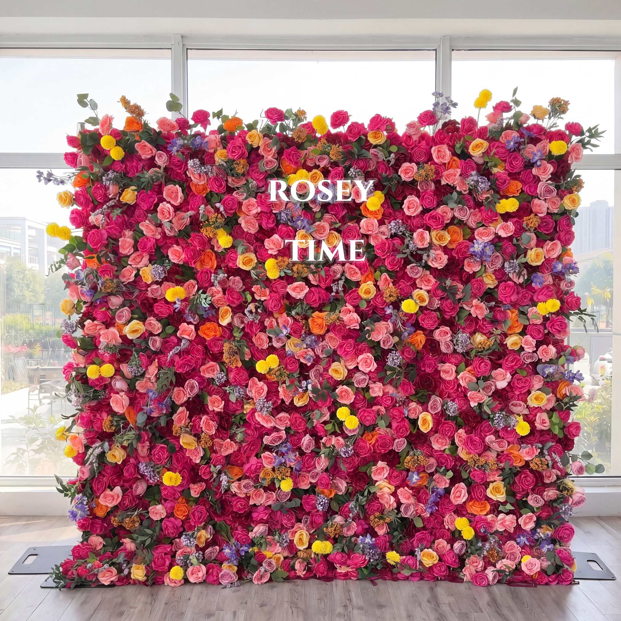 Roseytime 5D Colorful Red Flower Wall Roll Up  Fabric Back#RTW235