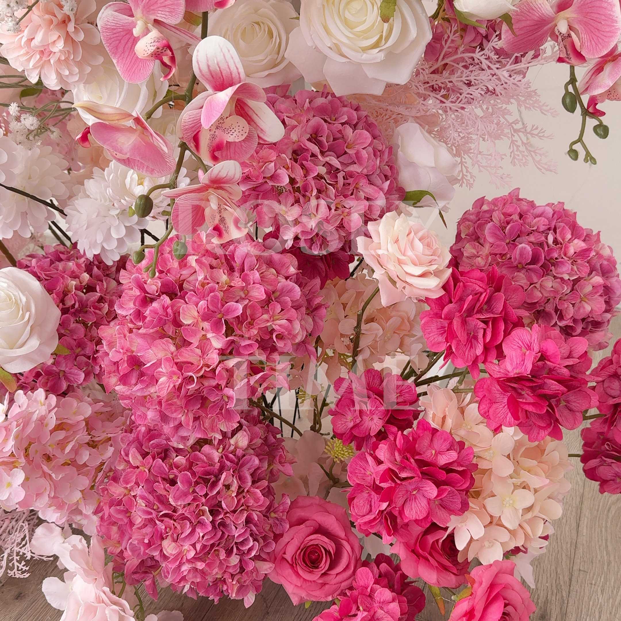 Roseytime Pink Flower Pillars Arch with Frame #RTP001