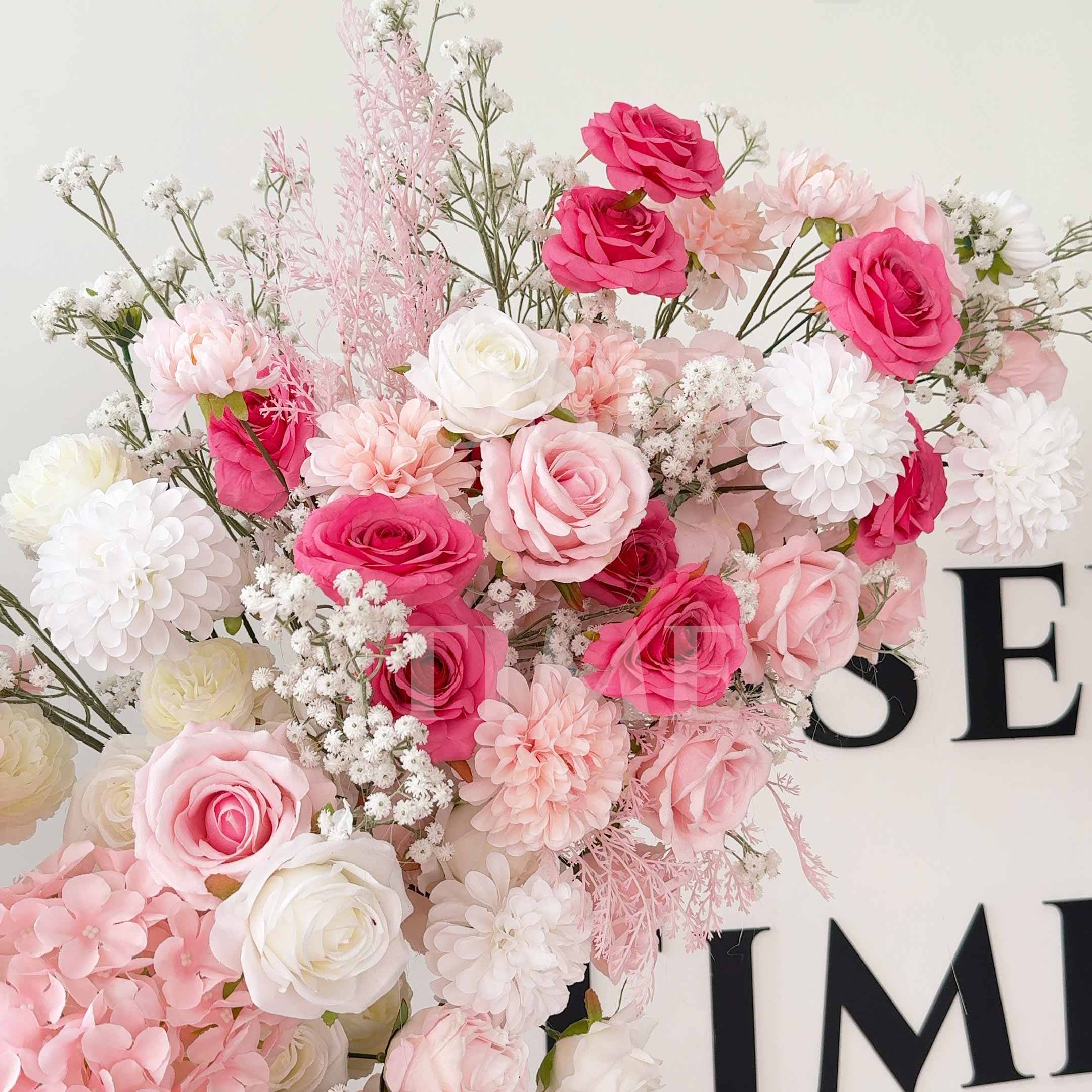 Roseytime Pink Flower Pillars Arch with Frame #RTP001