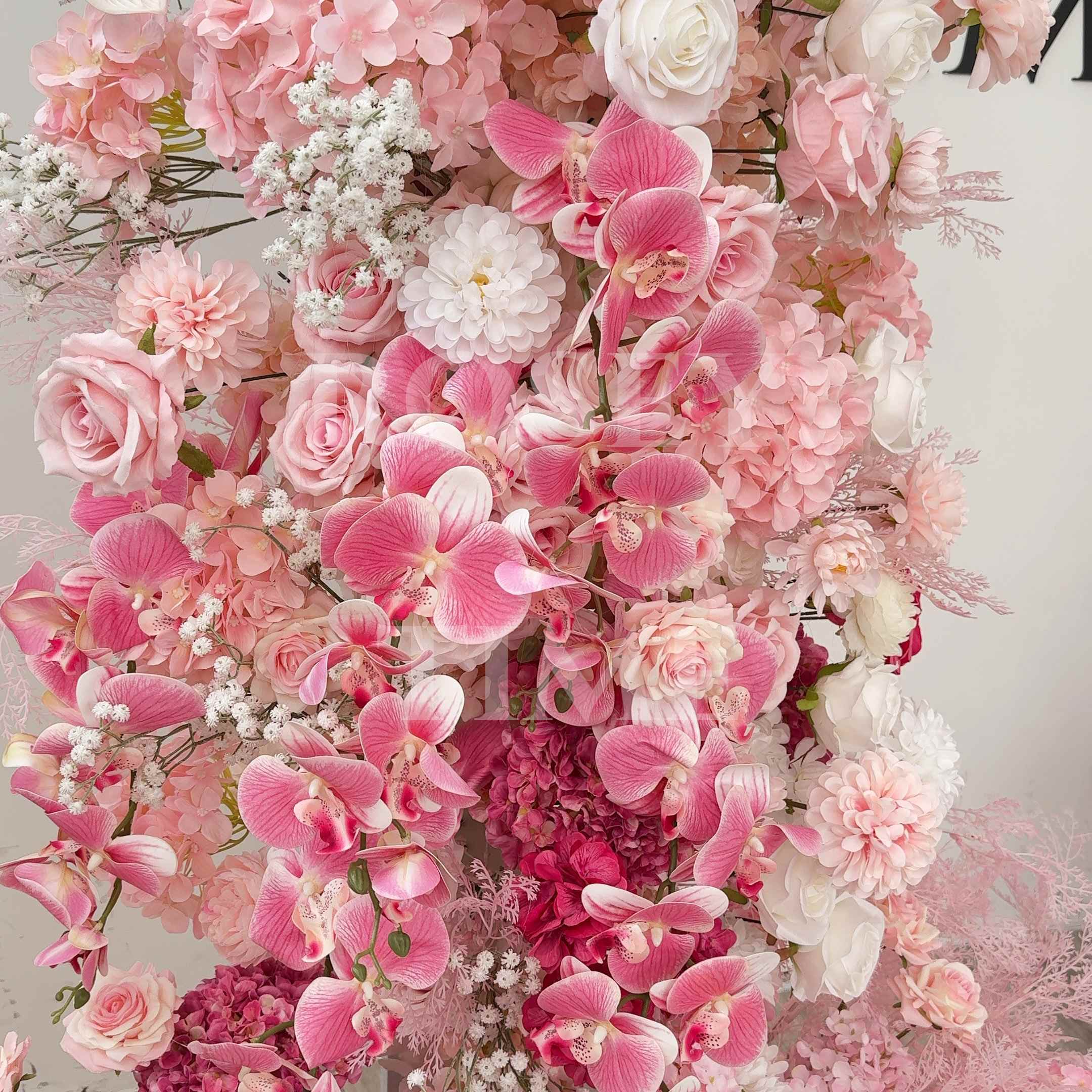 Roseytime Pink Flower Pillars Arch with Frame #RTP001