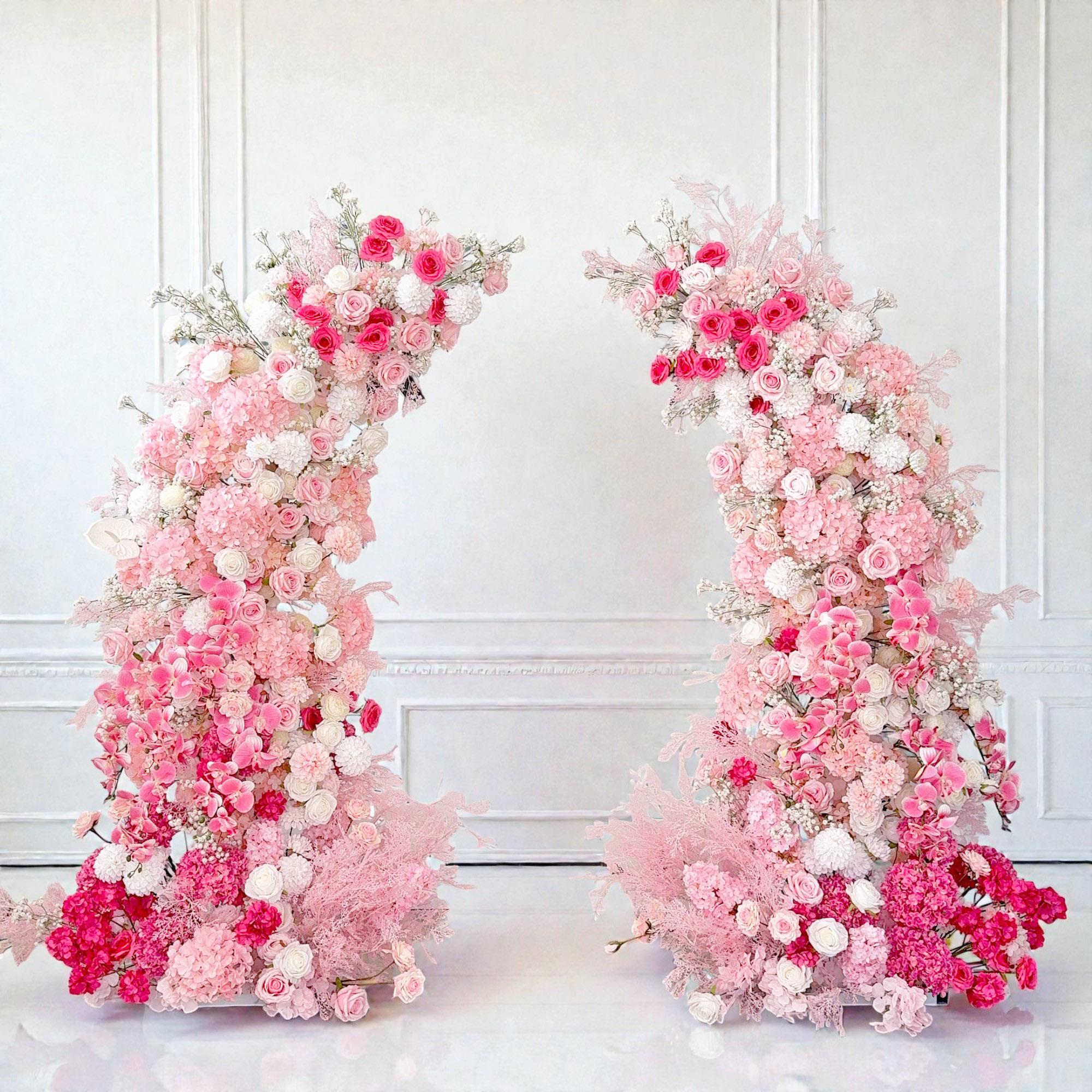 Roseytime Pink Flower Pillars Arch with Frame #RTP001
