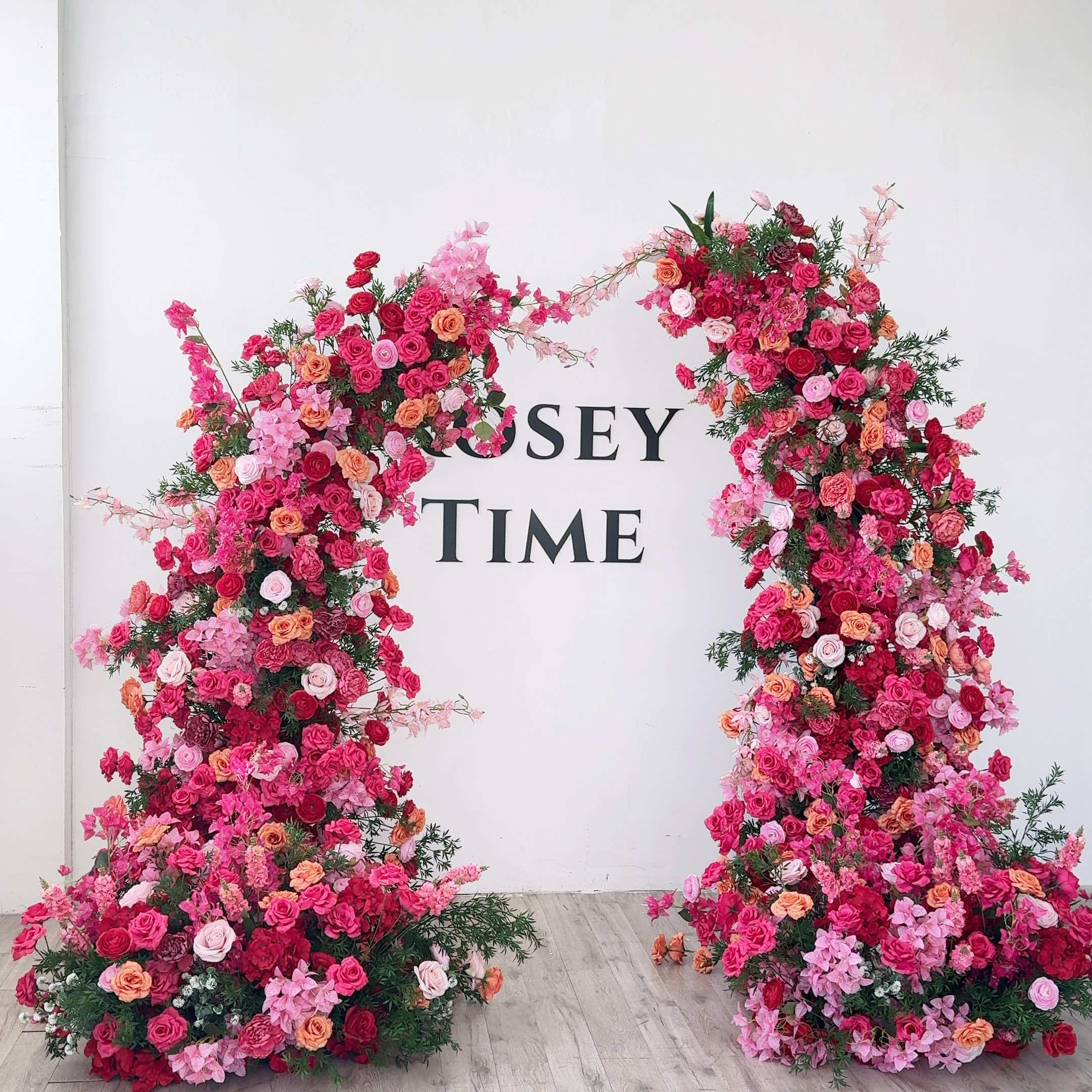 Roseytime Hot Pink Flower Pillars Arch with Frame #RTP106