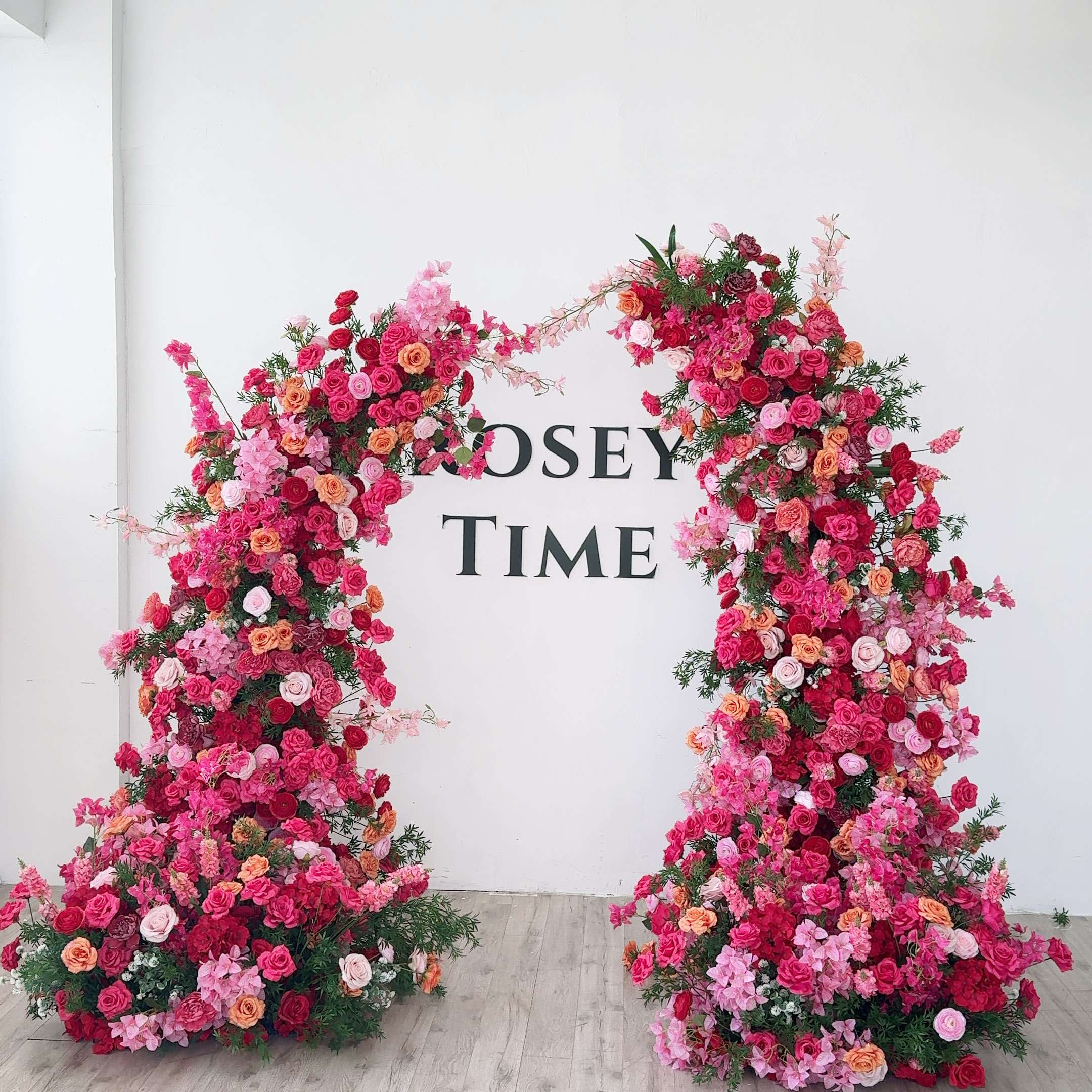 Roseytime Hot Pink Flower Pillars Arch with Frame #RTP106