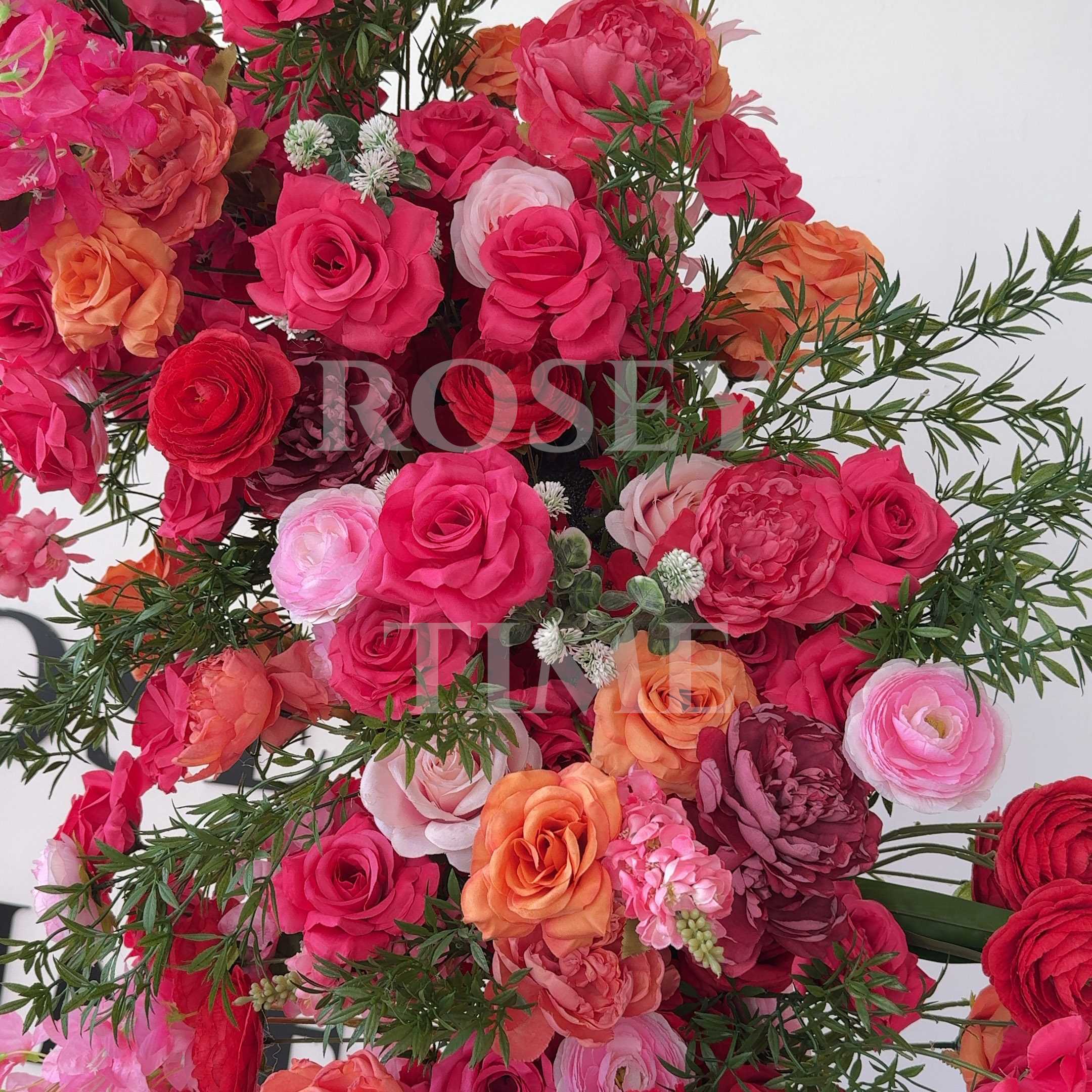 Roseytime Hot Pink Flower Pillars Arch with Frame #RTP106