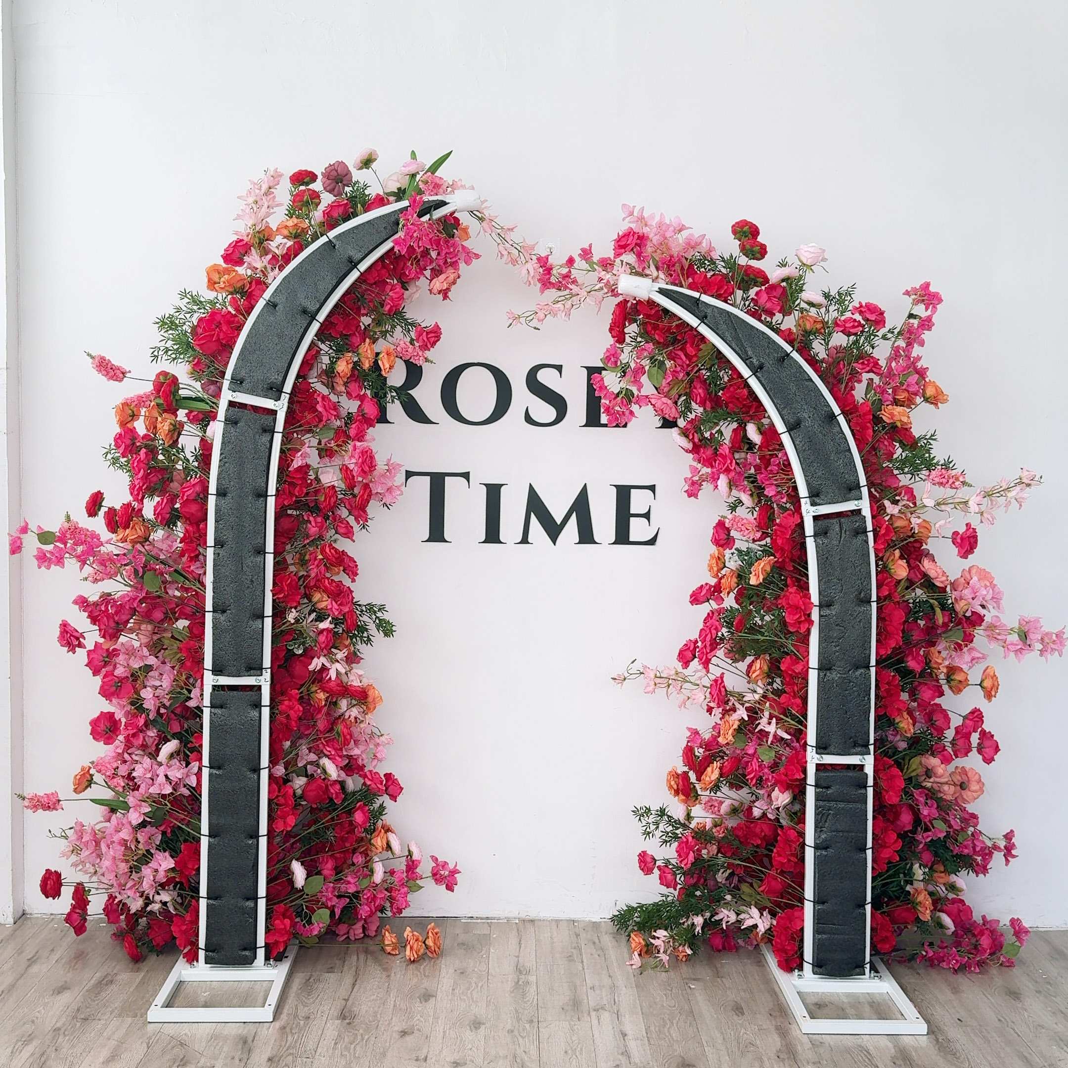 Roseytime Hot Pink Flower Pillars Arch with Frame #RTP106
