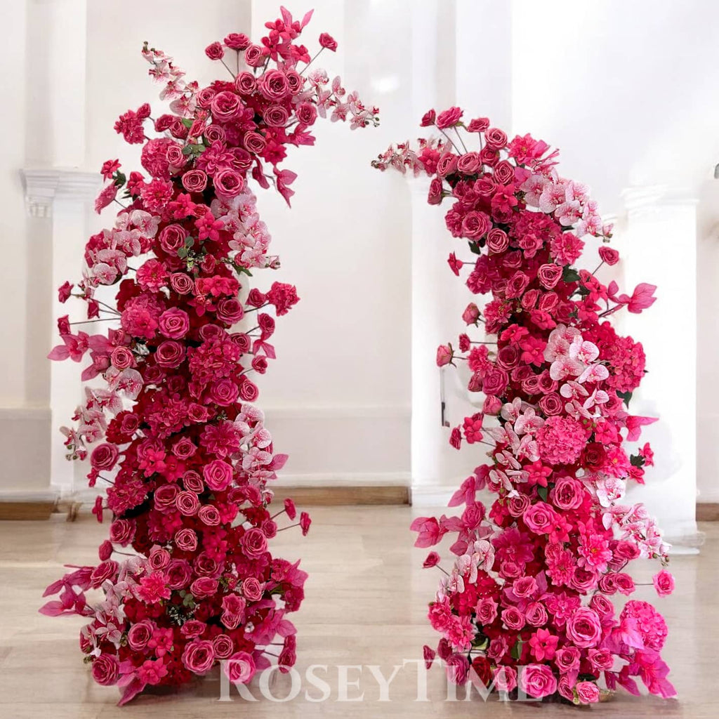 RoseyTime Wedding Floral Pillars Arch Rose Red Wedding Decoration with ...