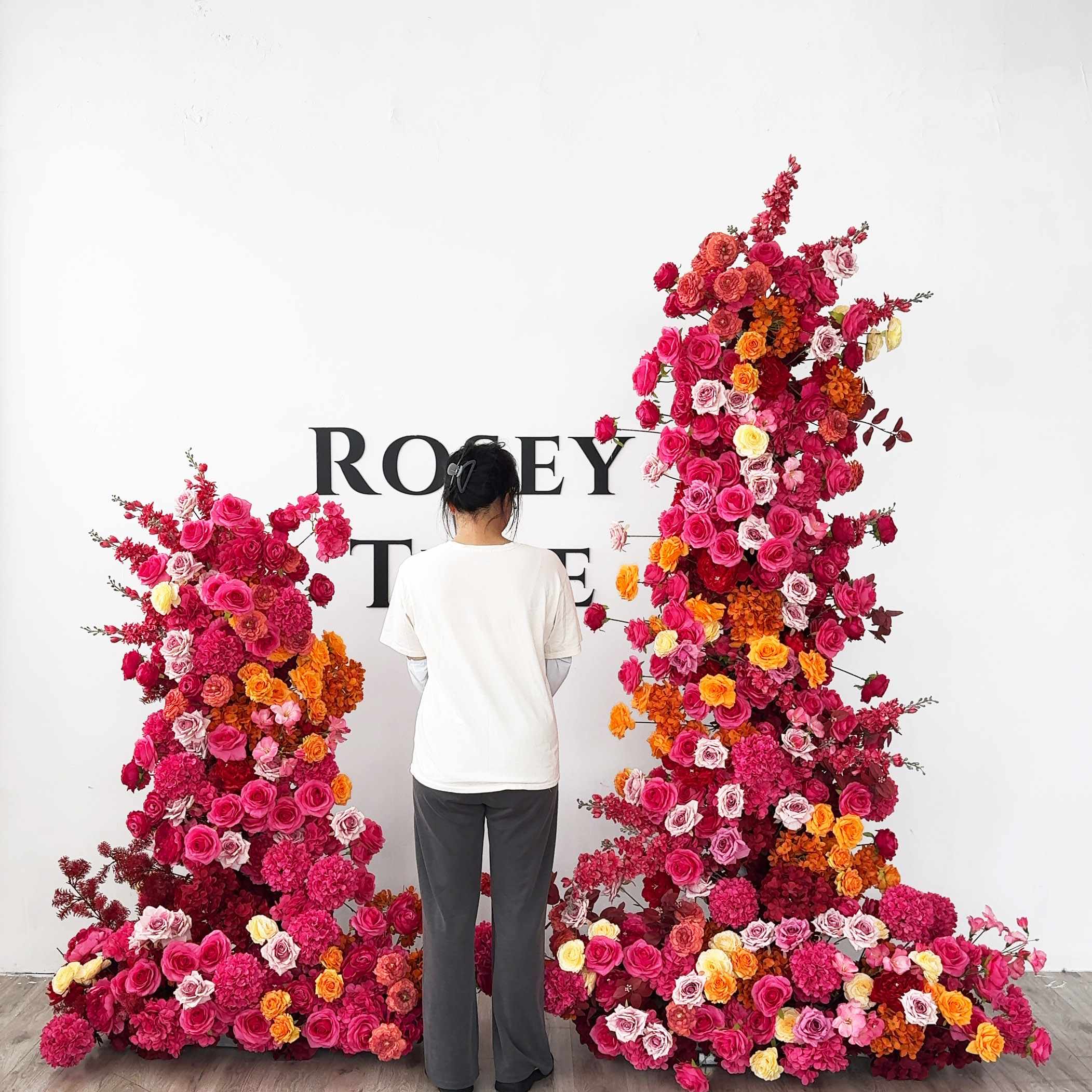 Roseytime Hot Pink Flower Pillars #RTP080