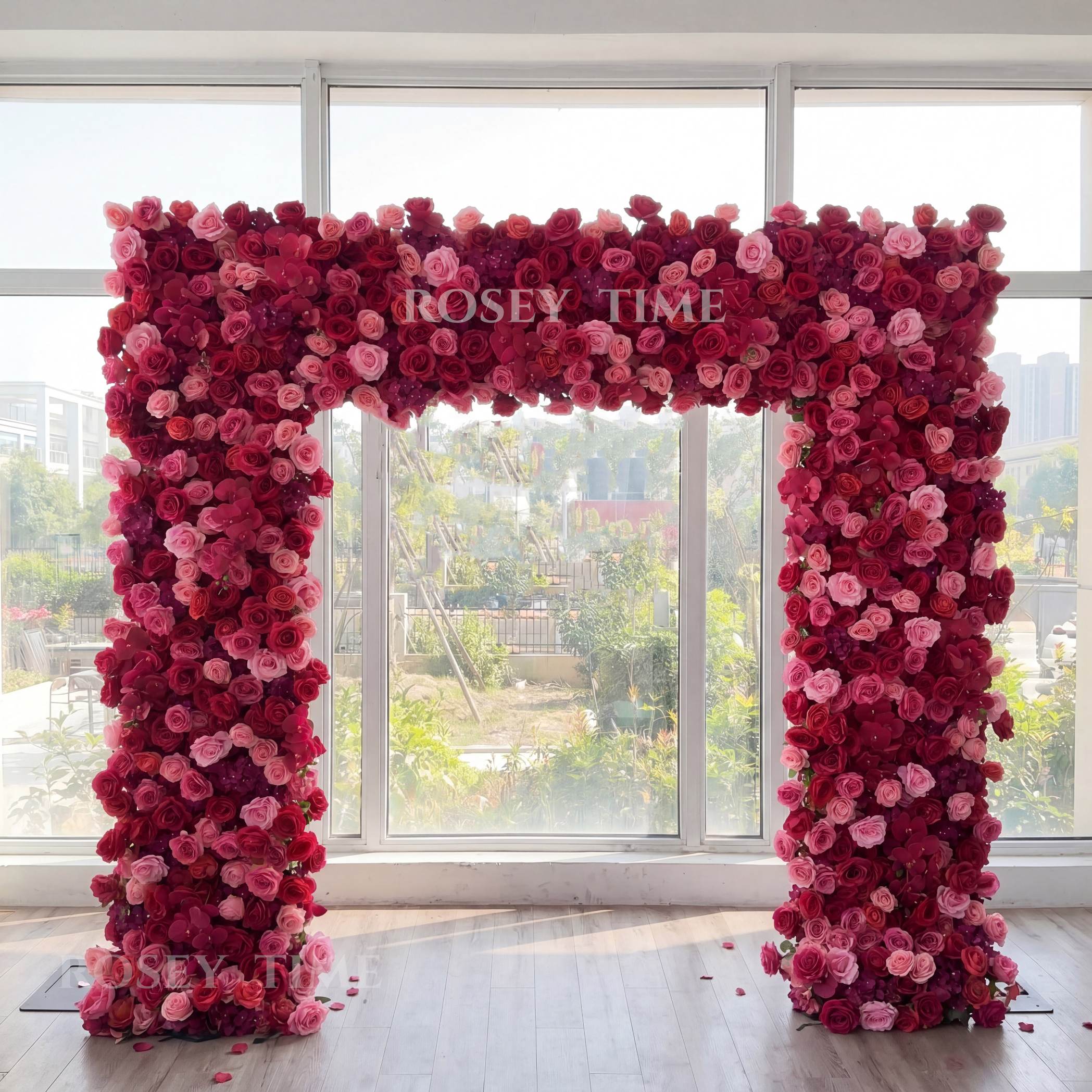 Roseytime Hot Pink Square Flower Arch Fabric Back#RTA469